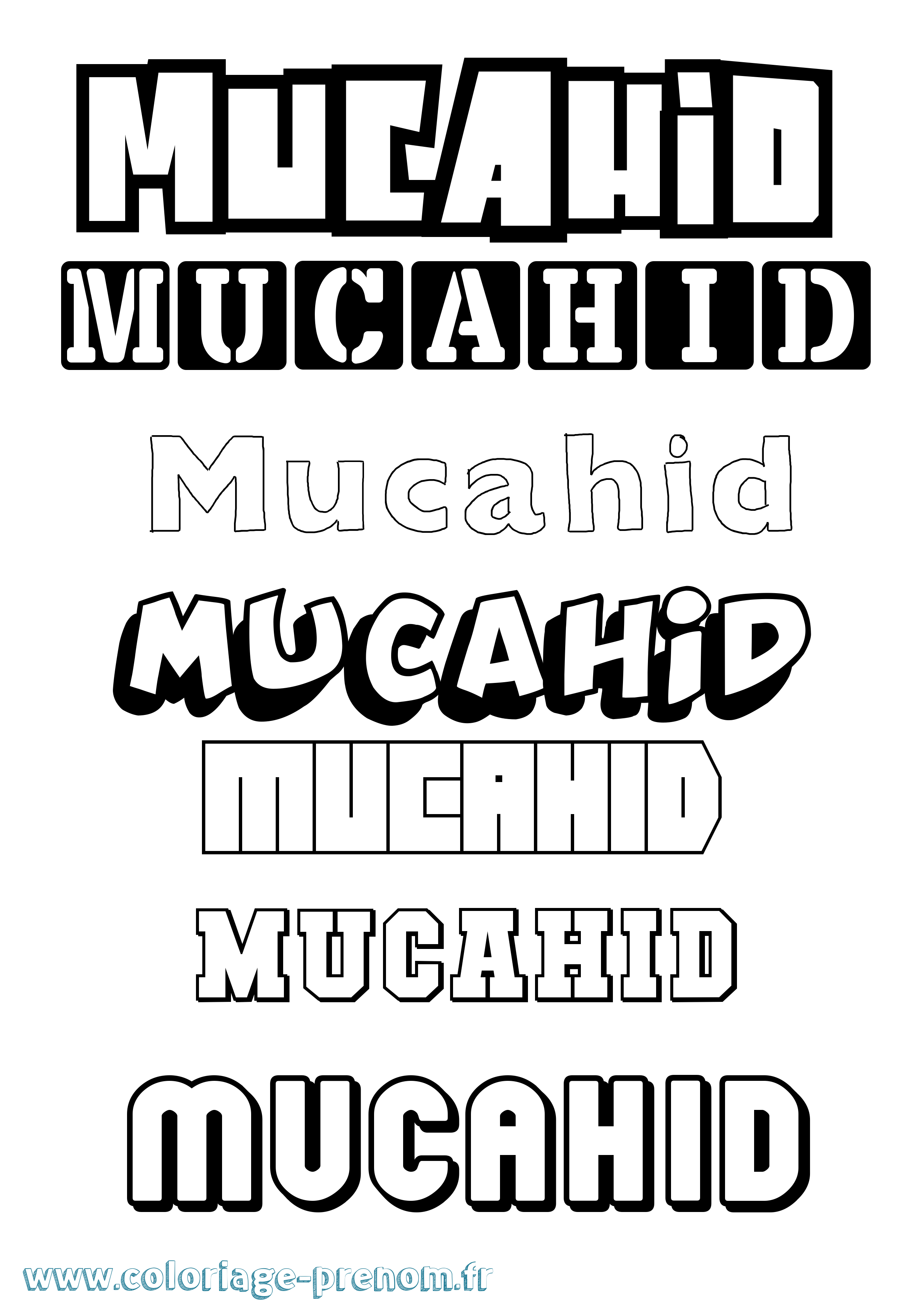 Coloriage Mucahid Simple Coloriage prénom Mucahid Simple