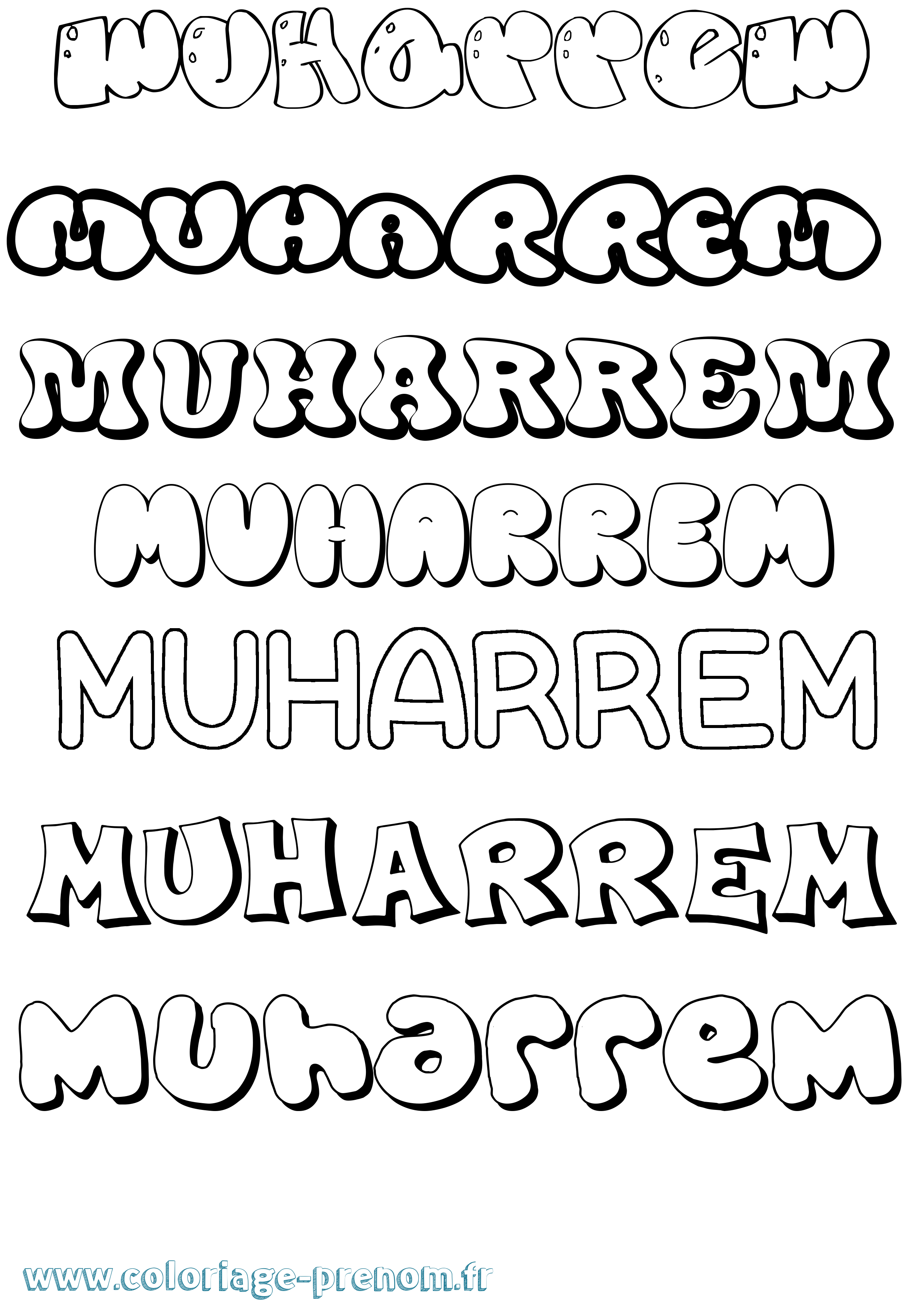 Coloriage Muharrem Bubble Coloriage prénom Muharrem Bubble