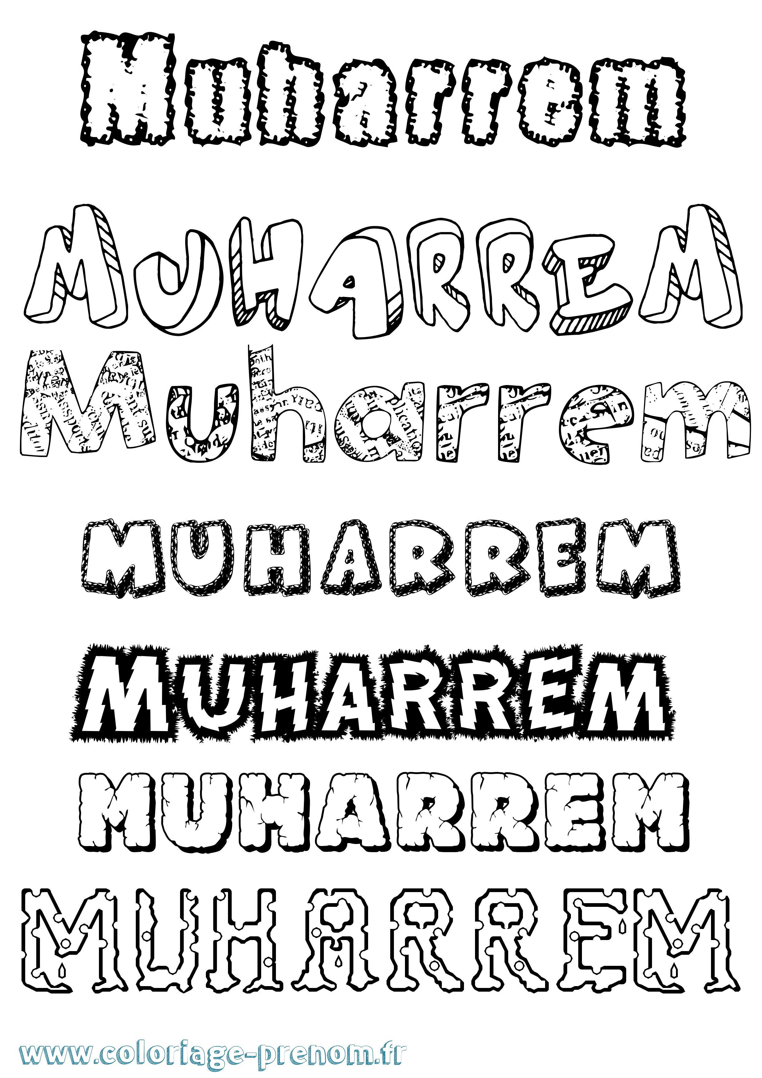 Coloriage Muharrem Destructuré Coloriage prénom Muharrem Destructuré