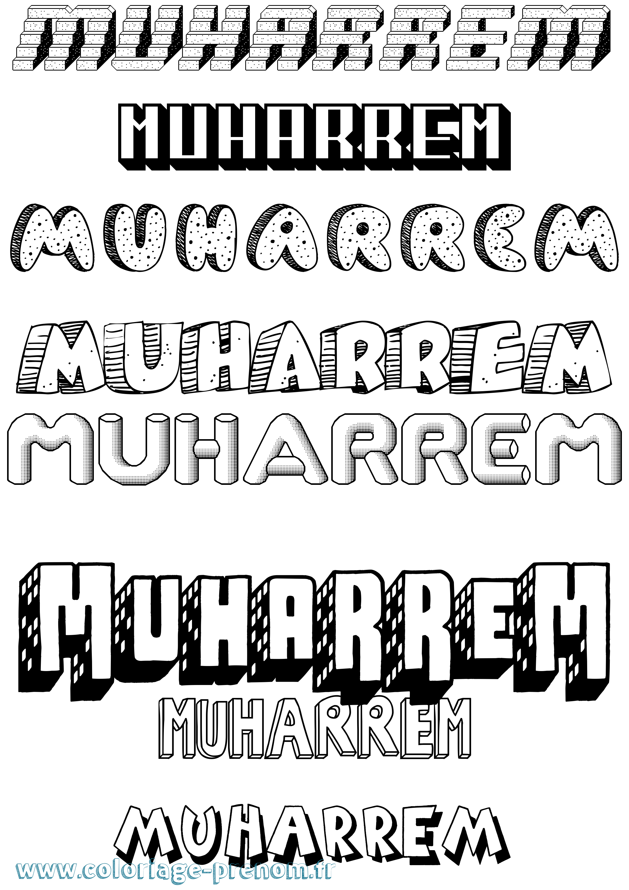 Coloriage Muharrem Effet 3D Coloriage prénom Muharrem Effet 3D