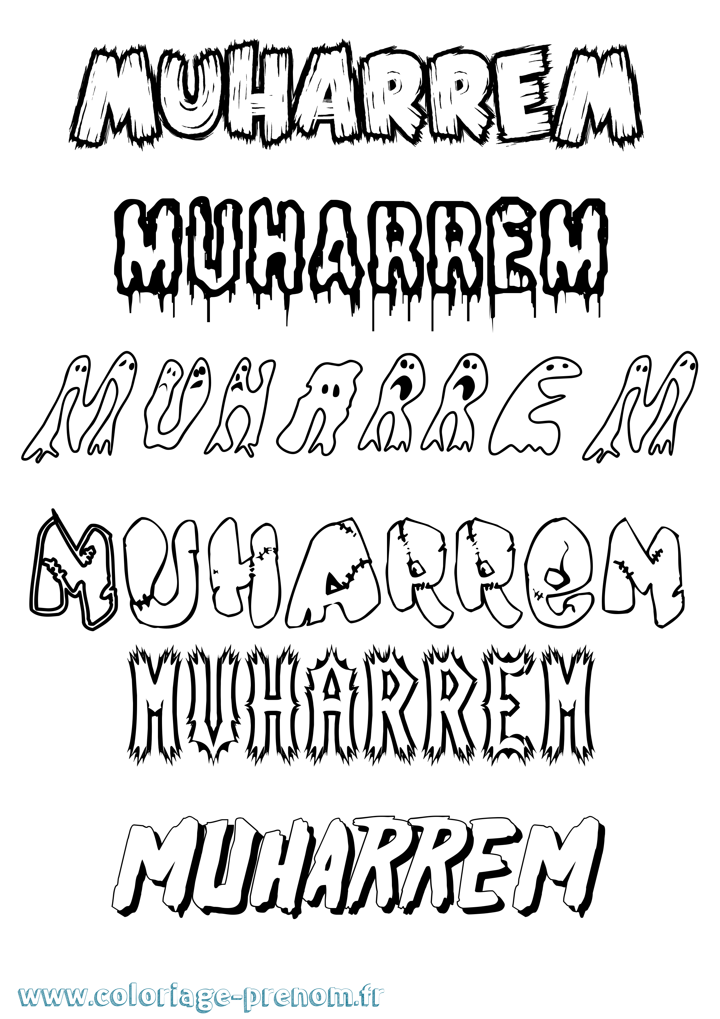 Coloriage Muharrem Frisson Coloriage prénom Muharrem Frisson