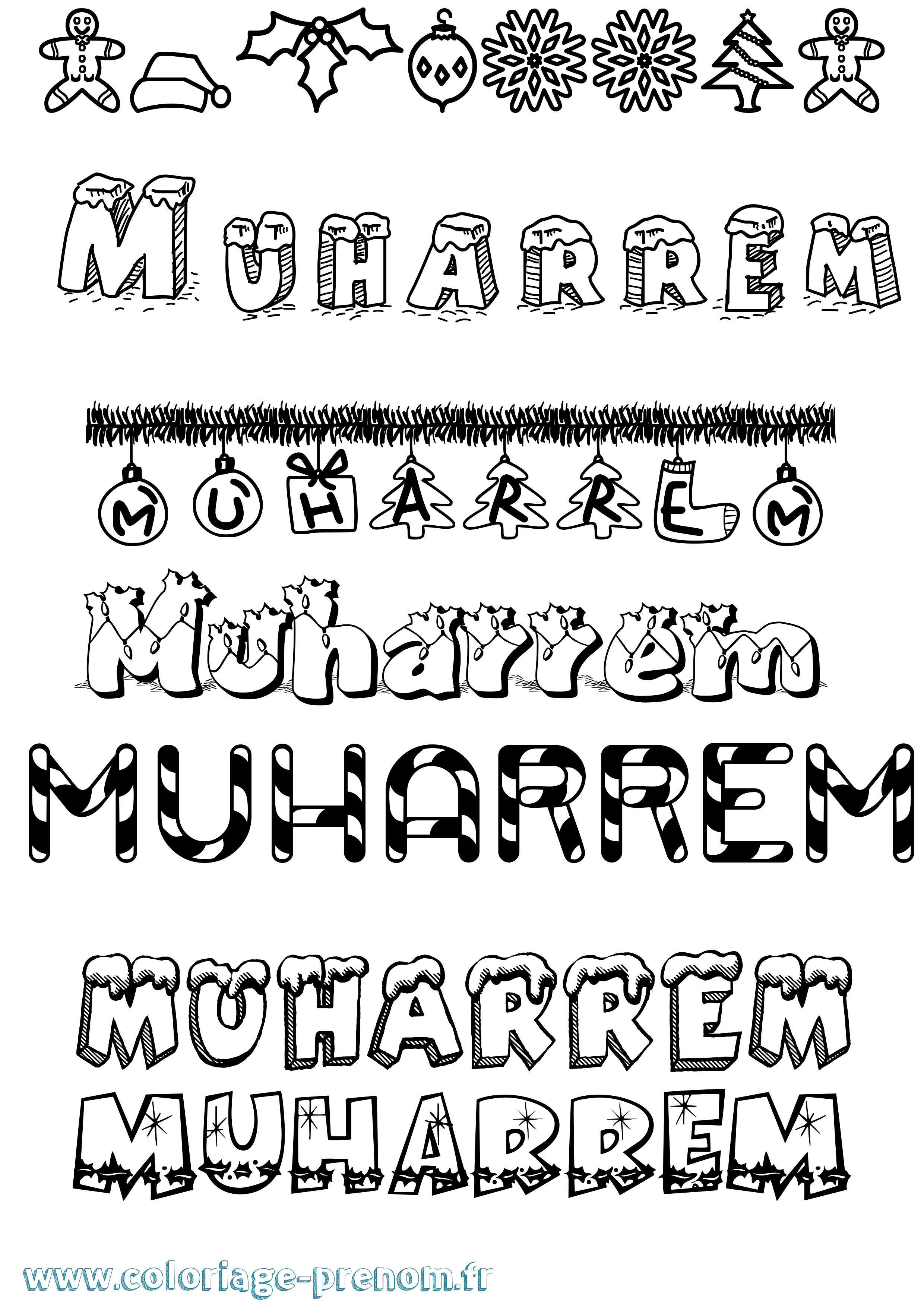 Coloriage Muharrem Noël Coloriage prénom Muharrem Noël