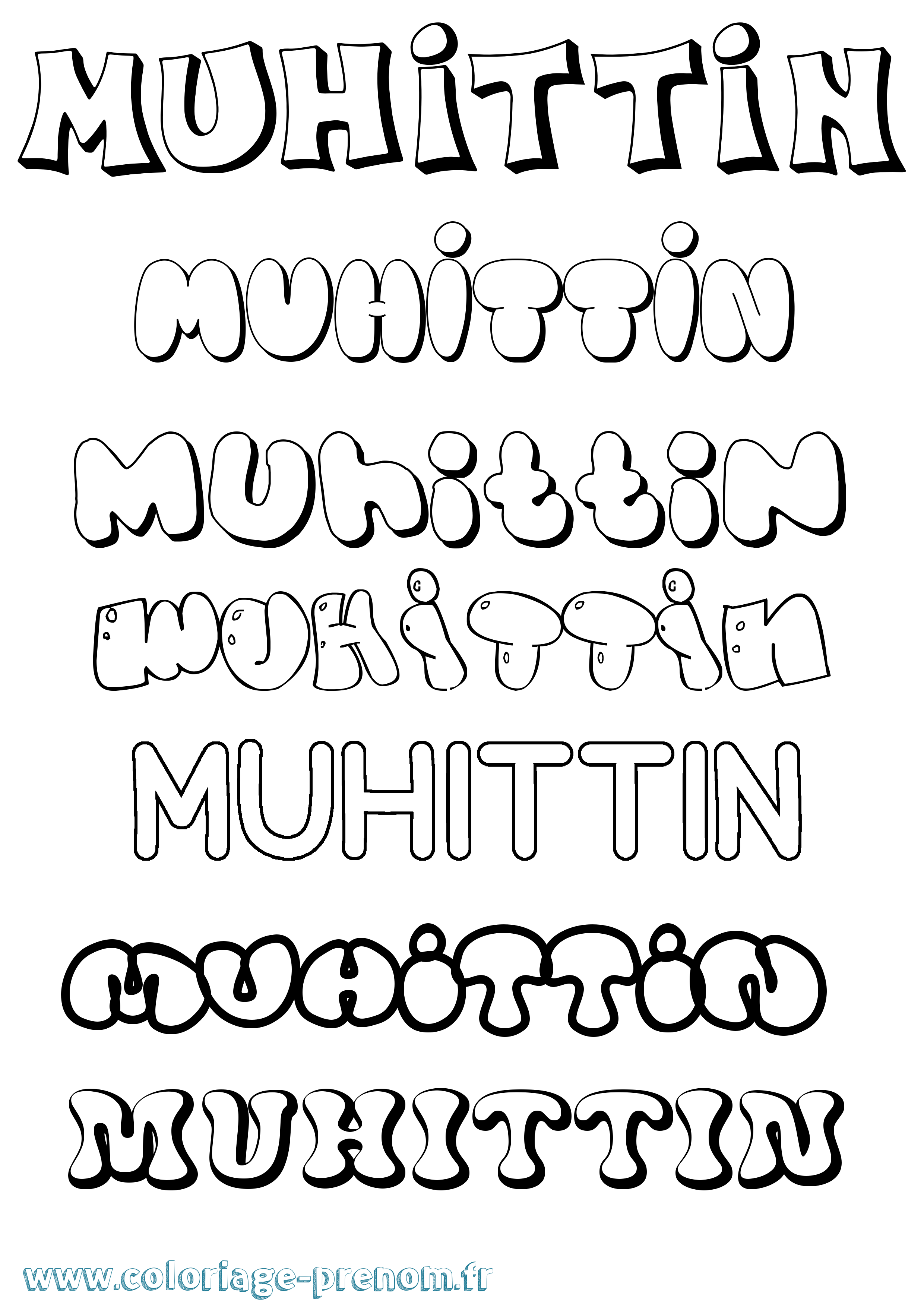 Coloriage Muhittin Bubble Coloriage prénom Muhittin Bubble