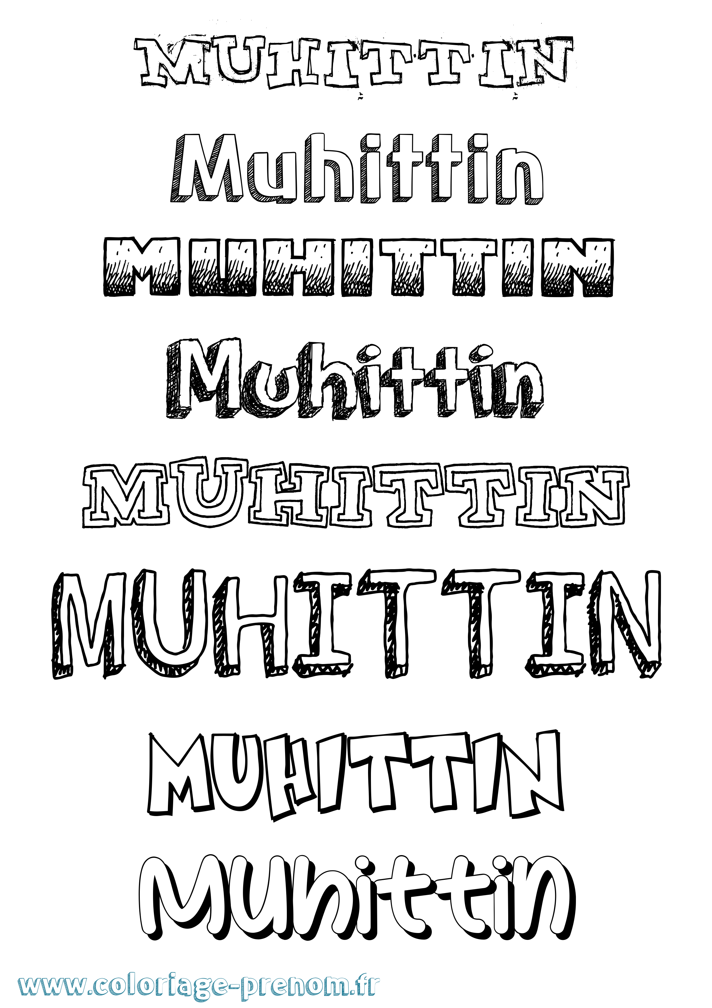 Coloriage Muhittin Dessiné Coloriage prénom Muhittin Dessiné