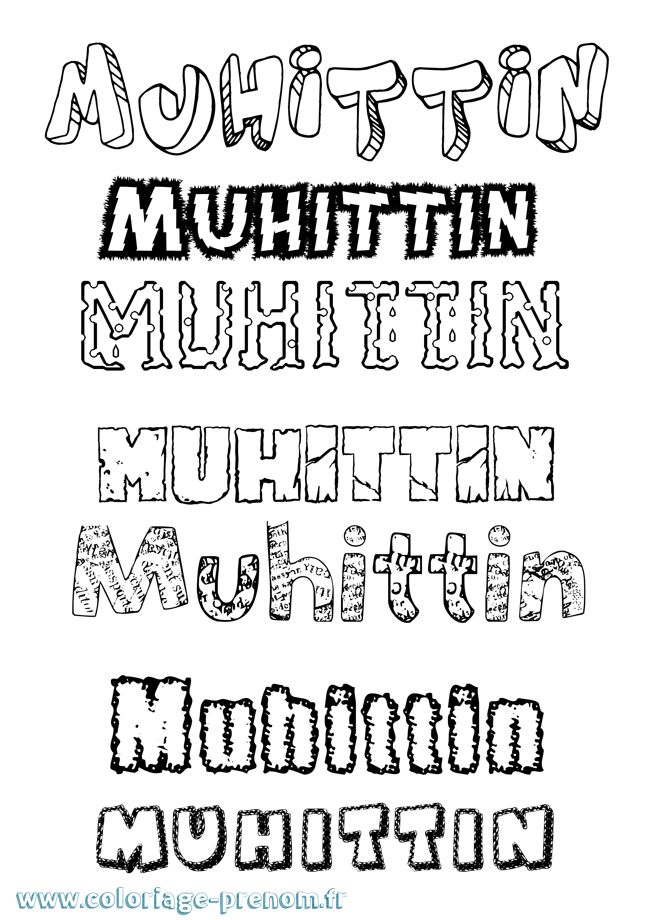 Coloriage Muhittin Destructuré Coloriage prénom Muhittin Destructuré