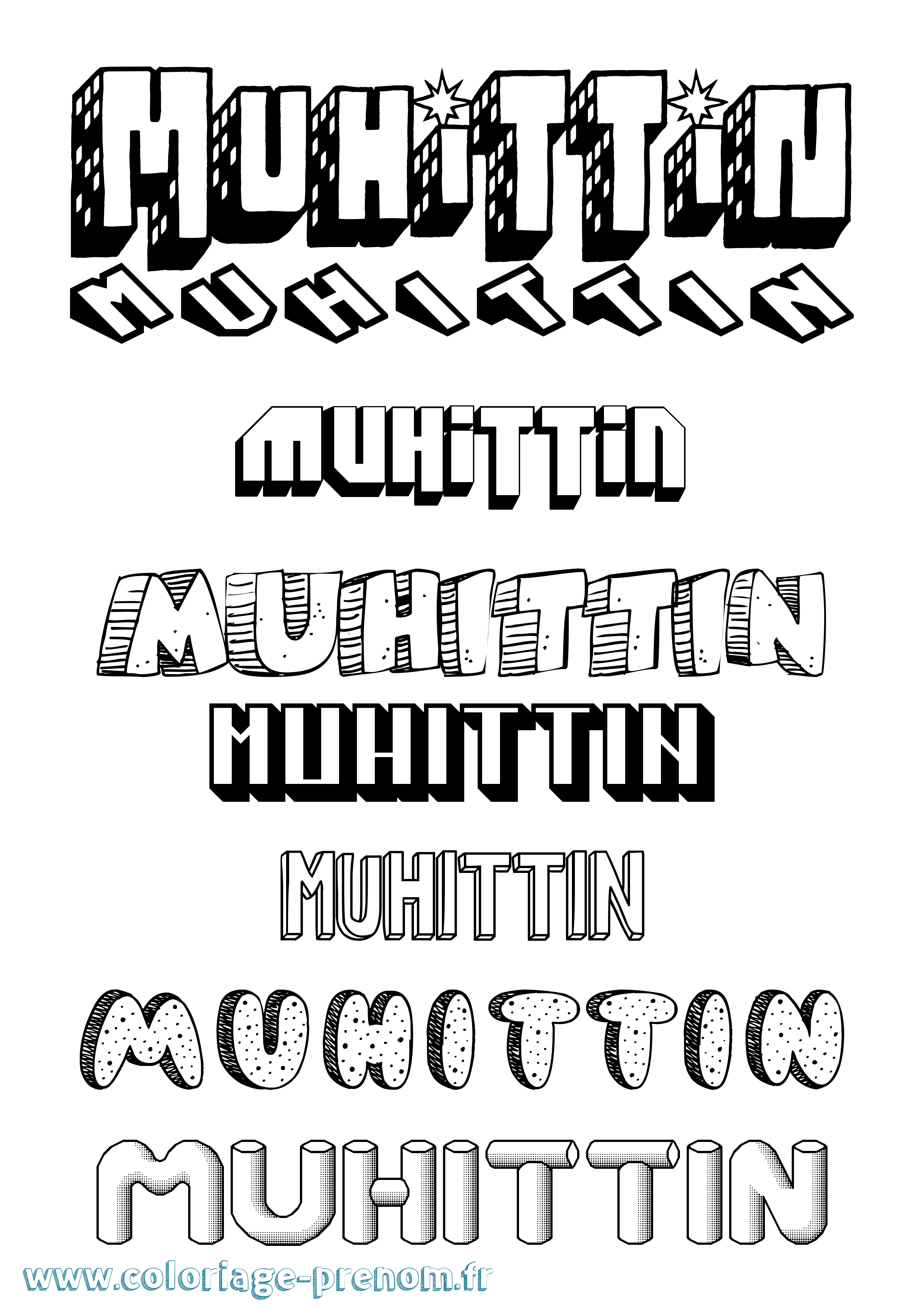 Coloriage Muhittin Effet 3D Coloriage prénom Muhittin Effet 3D