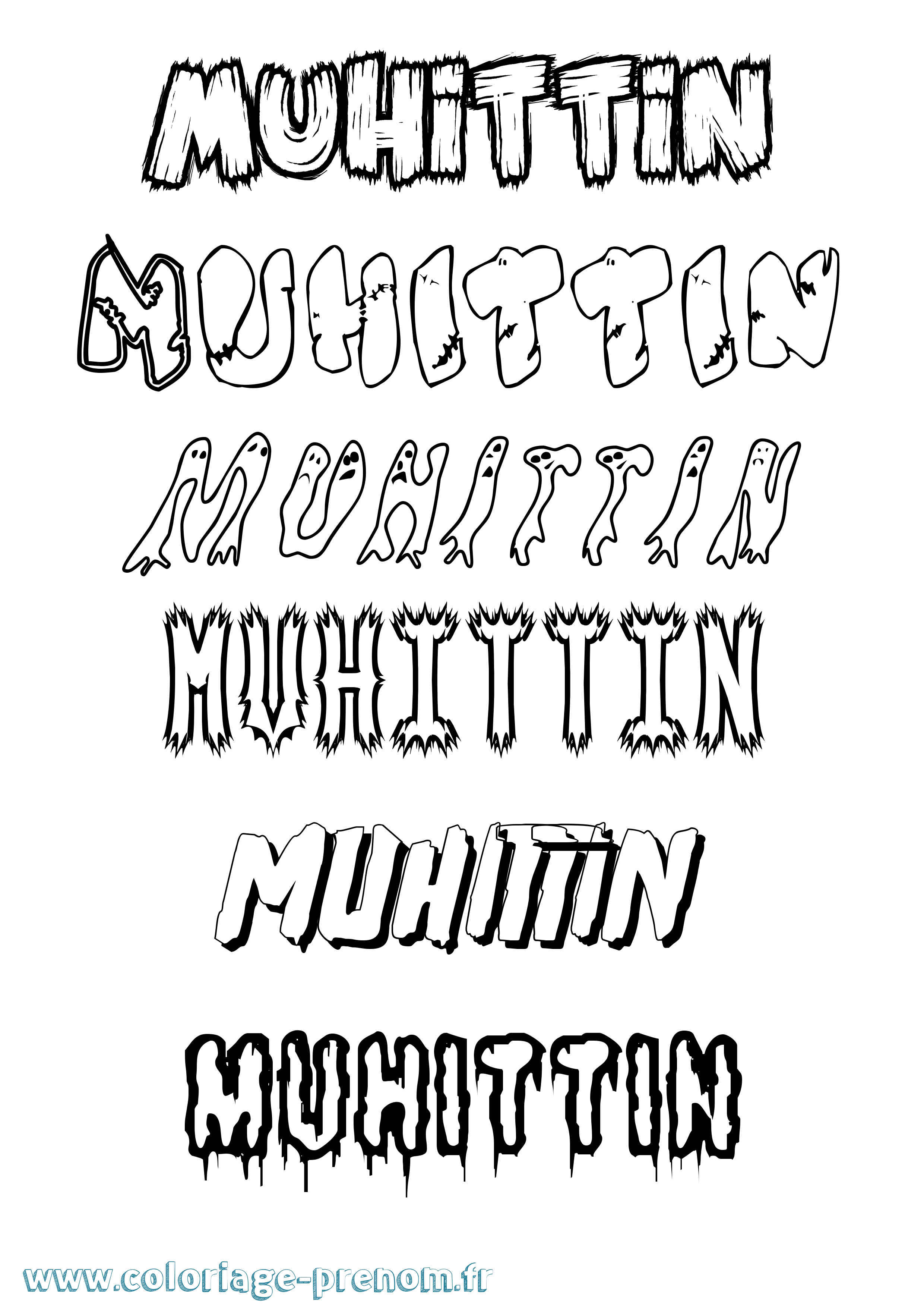 Coloriage Muhittin Frisson Coloriage prénom Muhittin Frisson