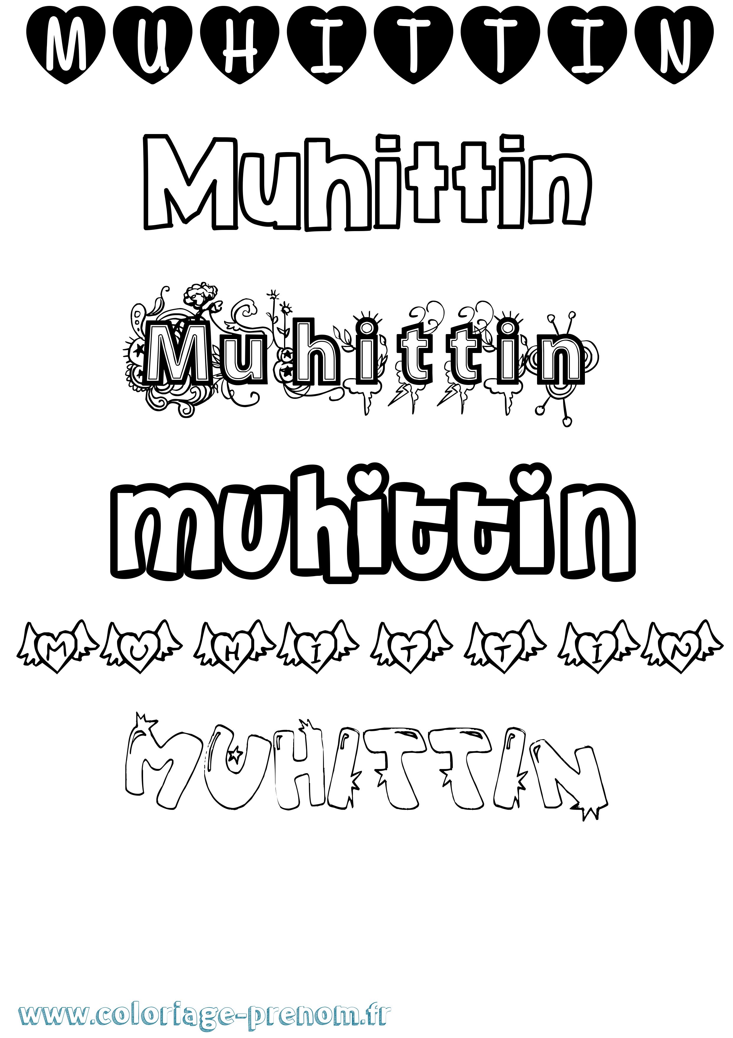 Coloriage Muhittin Girly Coloriage prénom Muhittin Girly