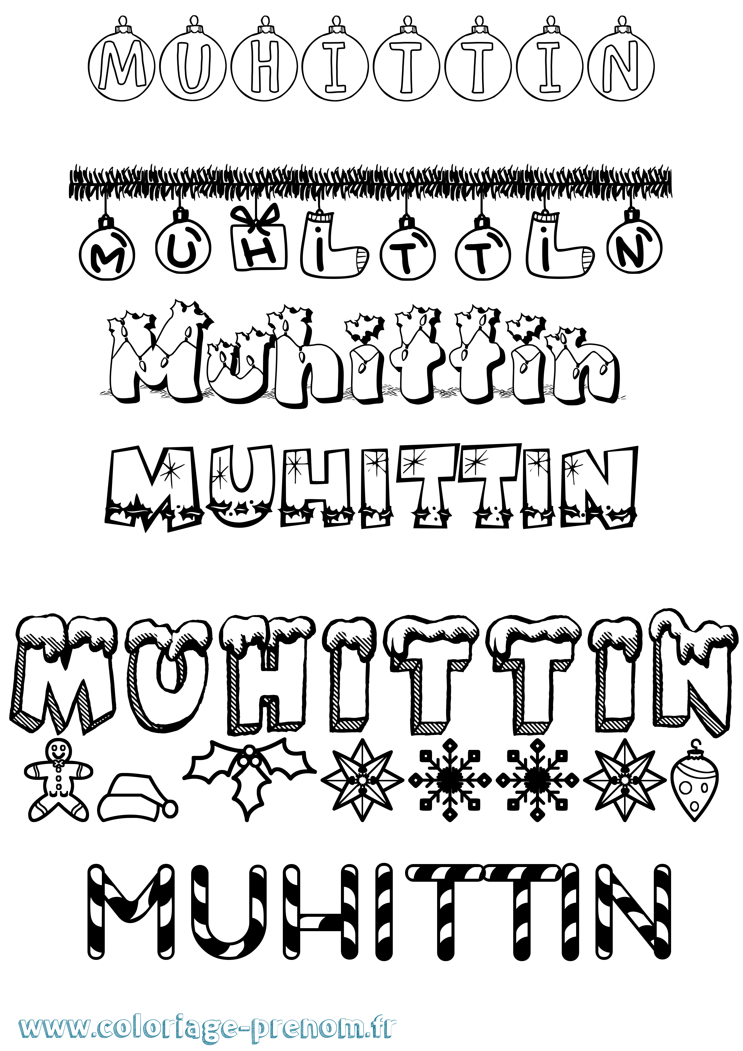 Coloriage Muhittin Noël Coloriage prénom Muhittin Noël