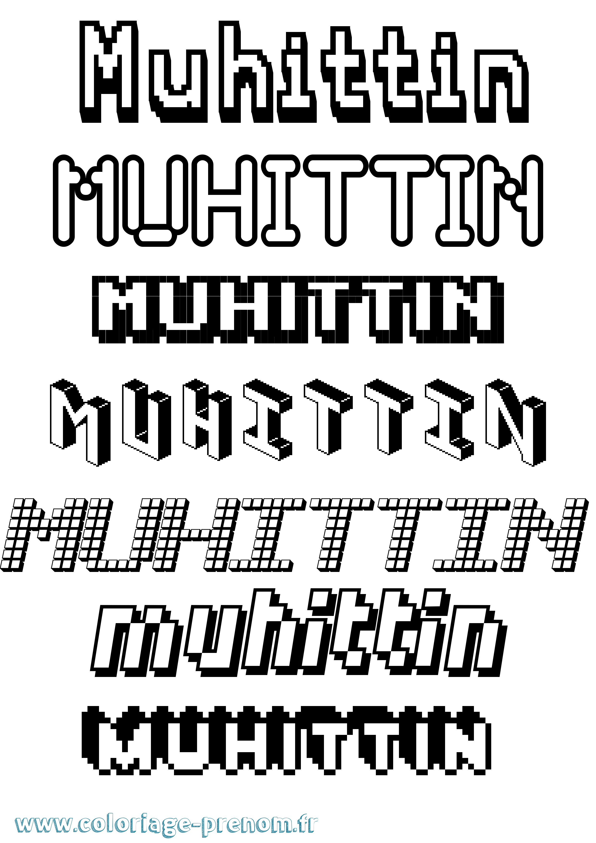 Coloriage Muhittin Pixel Coloriage prénom Muhittin Pixel