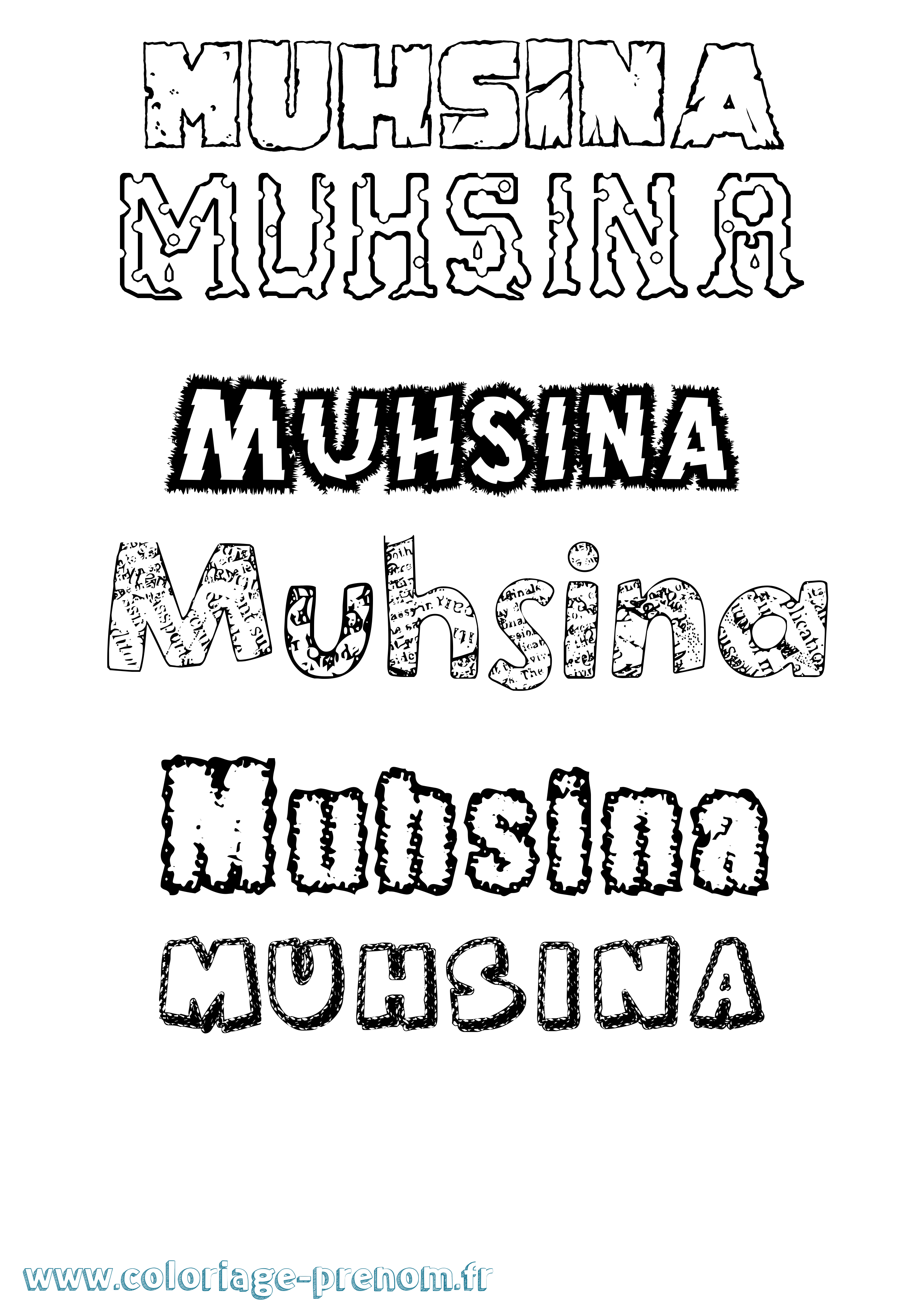 Coloriage Muhsina Destructuré Coloriage prénom Muhsina Destructuré