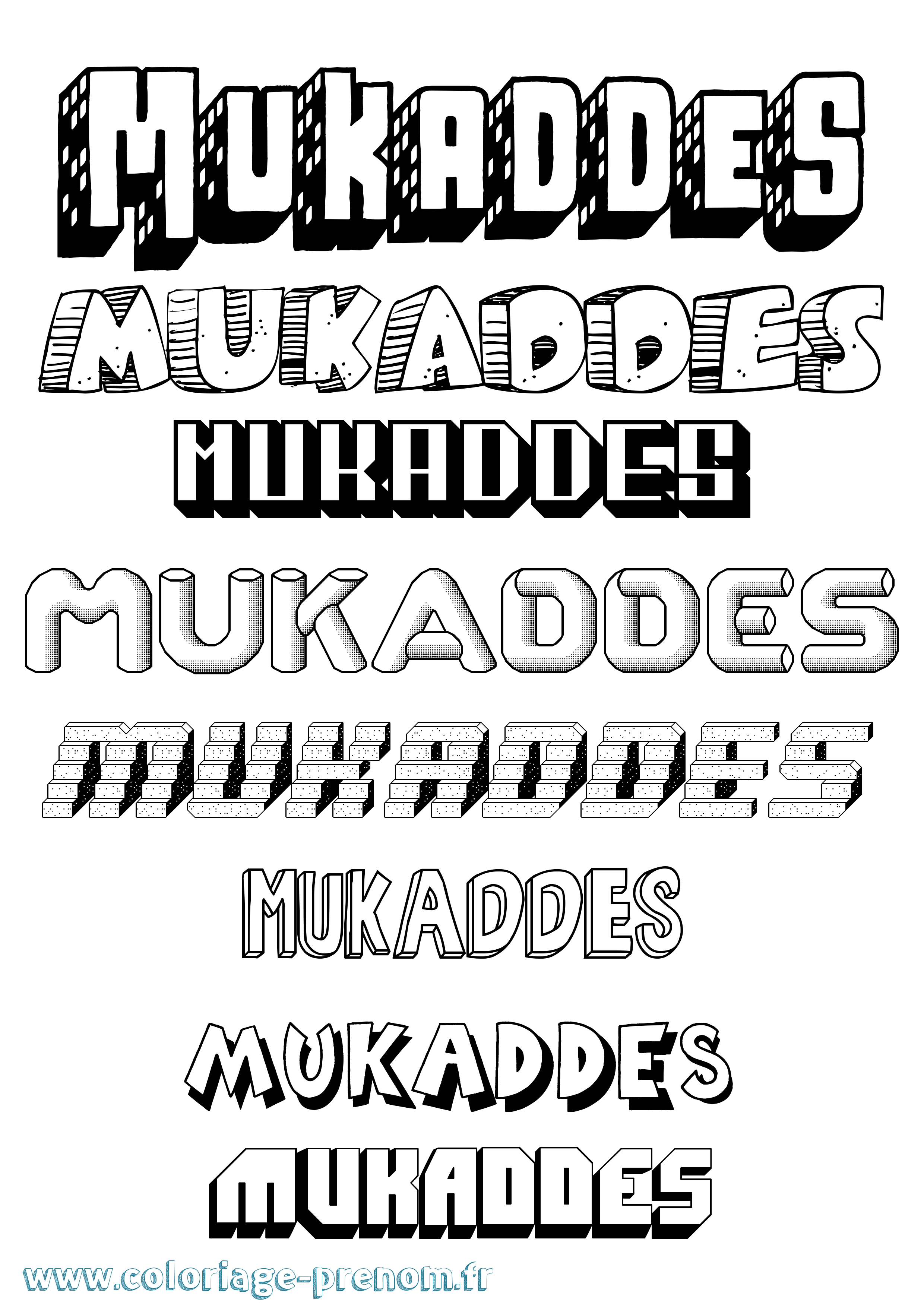 Coloriage Mukaddes Effet 3D Coloriage prénom Mukaddes Effet 3D