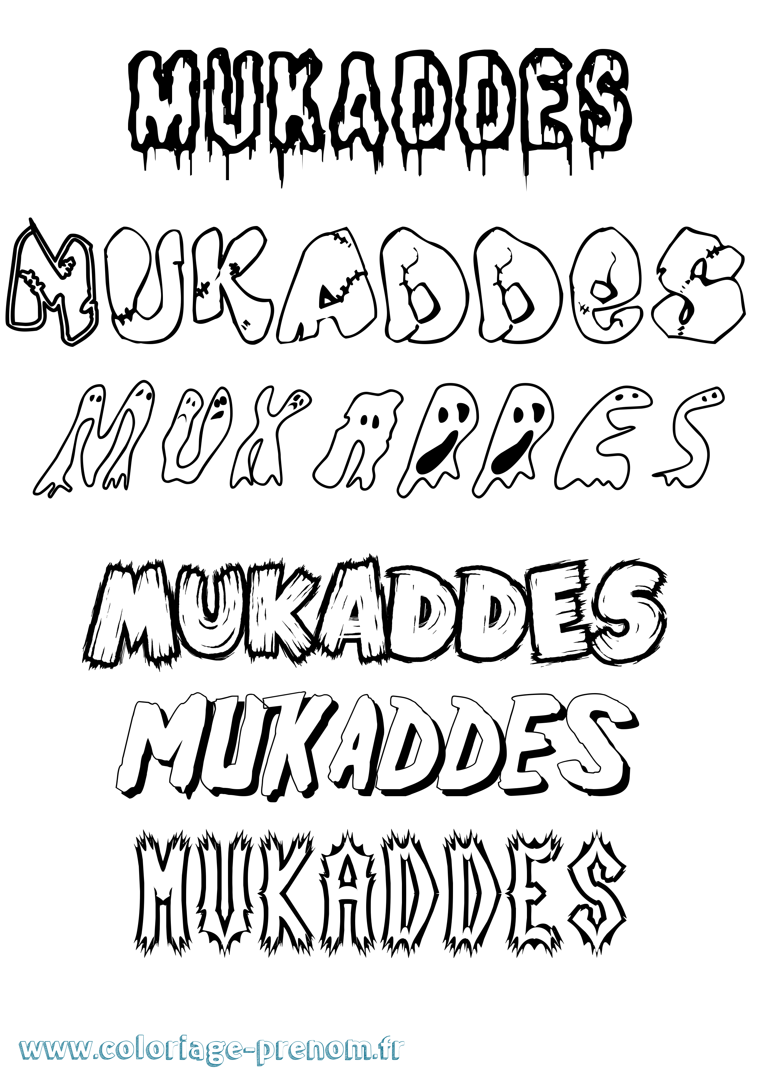 Coloriage Mukaddes Frisson Coloriage prénom Mukaddes Frisson