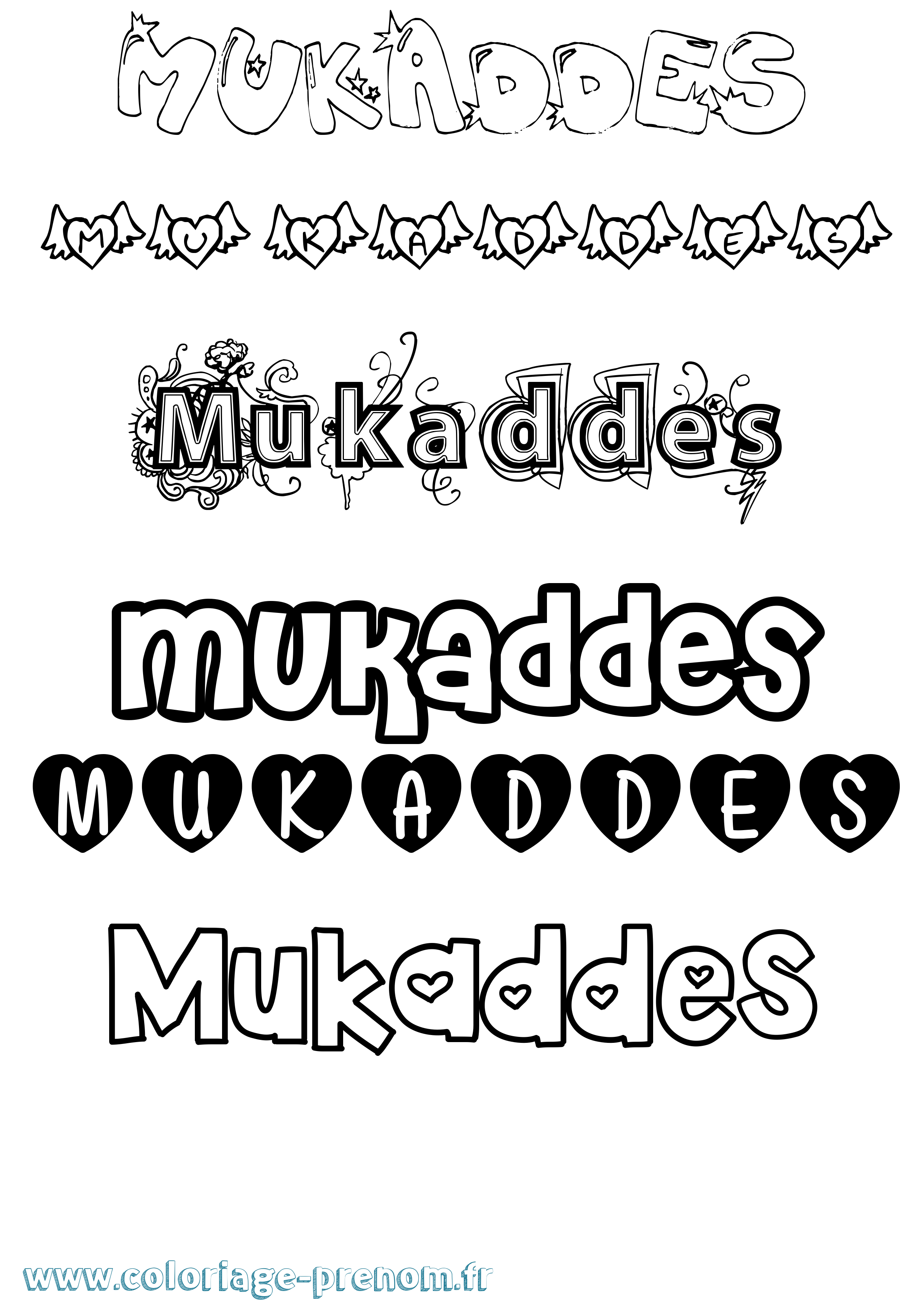 Coloriage Mukaddes Girly Coloriage prénom Mukaddes Girly