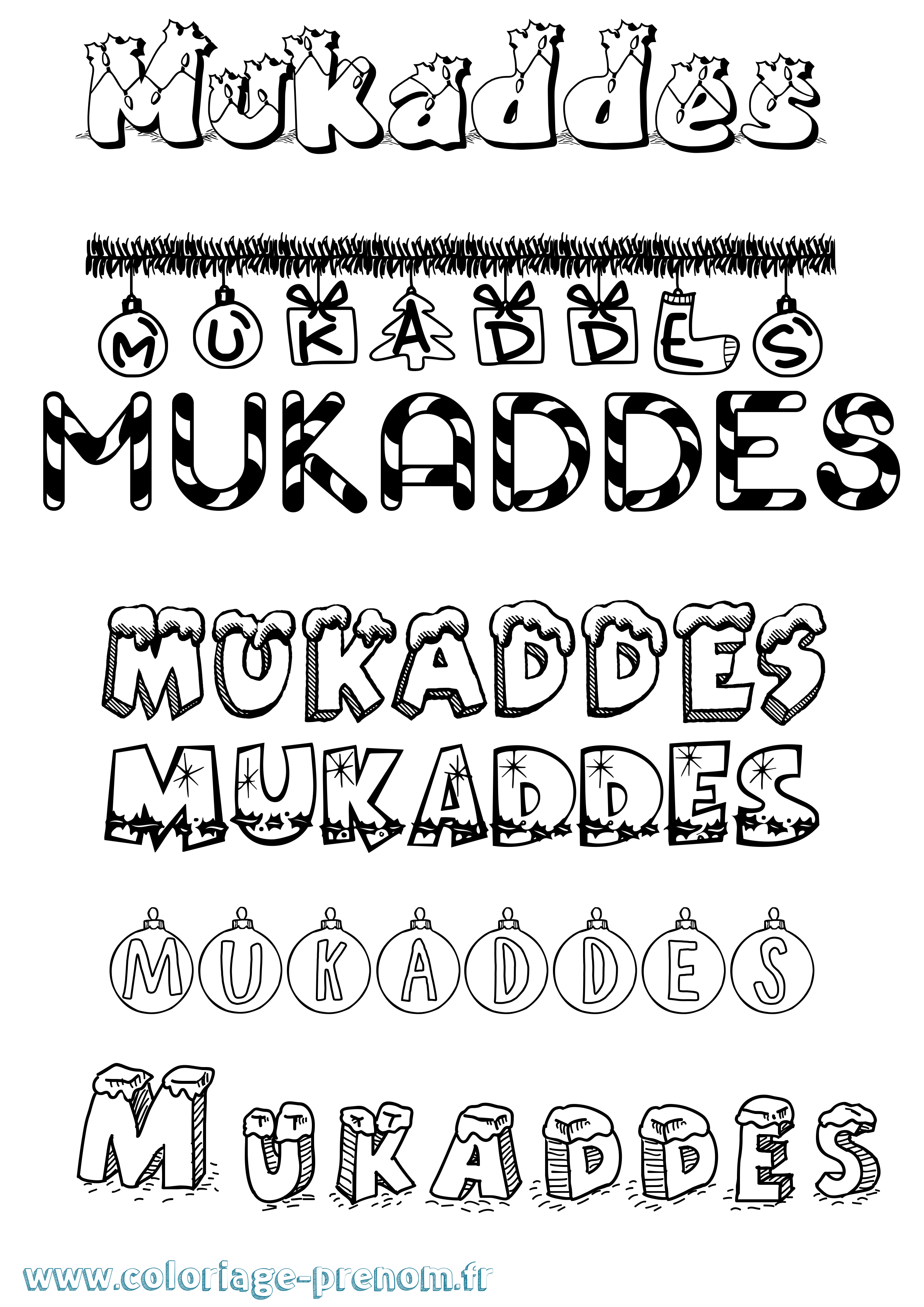 Coloriage Mukaddes Noël Coloriage prénom Mukaddes Noël