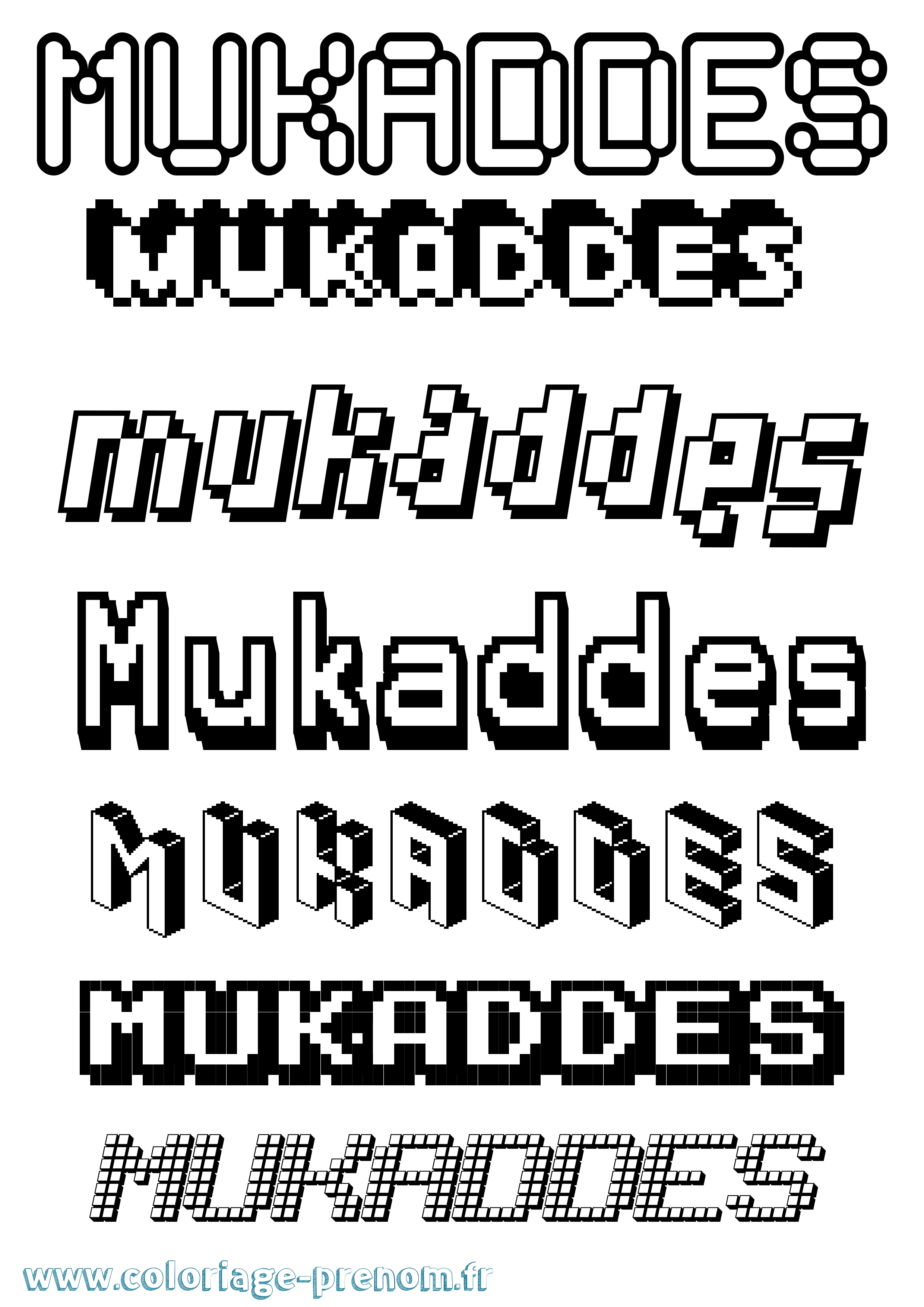 Coloriage Mukaddes Pixel Coloriage prénom Mukaddes Pixel