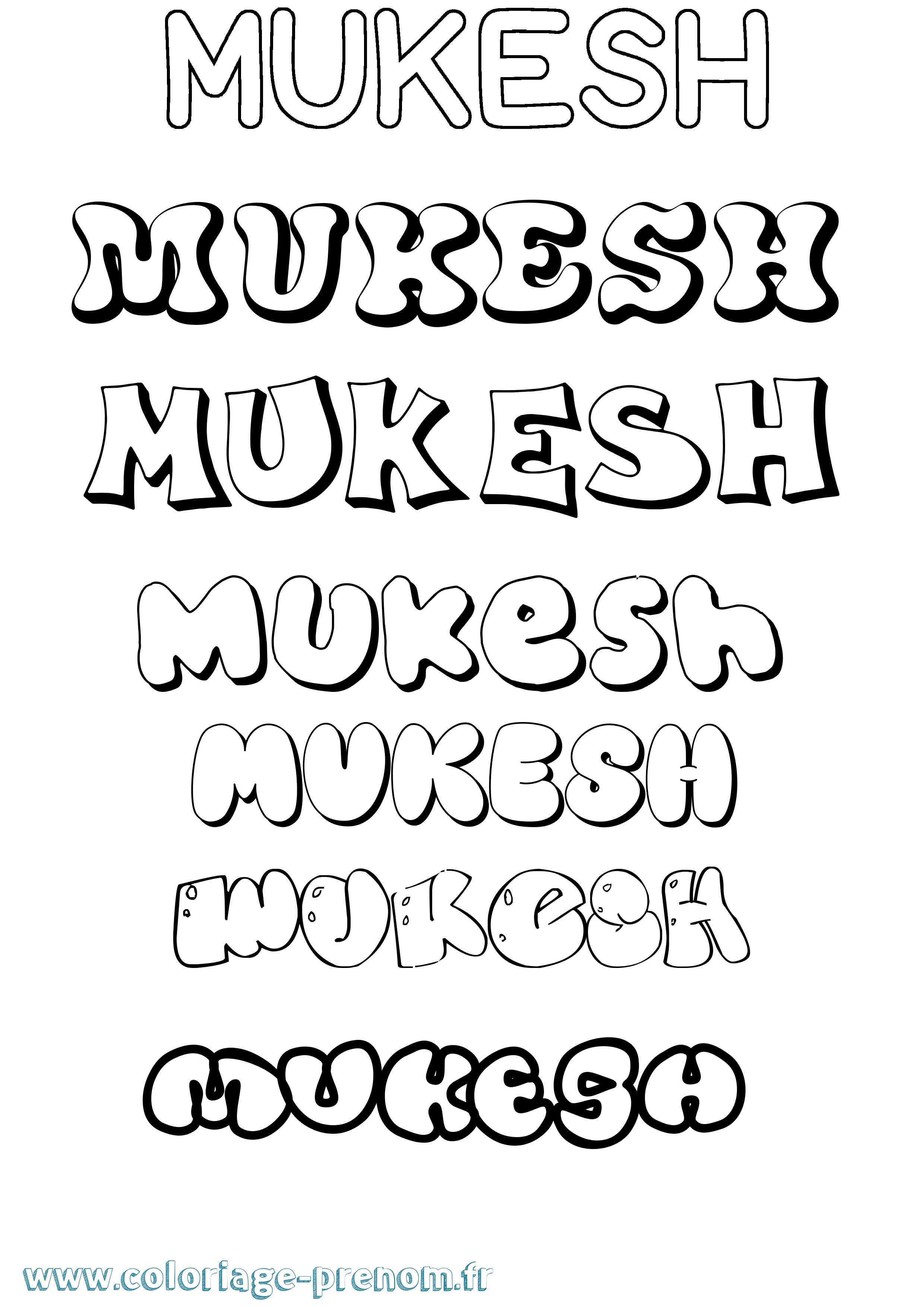 Coloriage Mukesh Bubble Coloriage prénom Mukesh Bubble