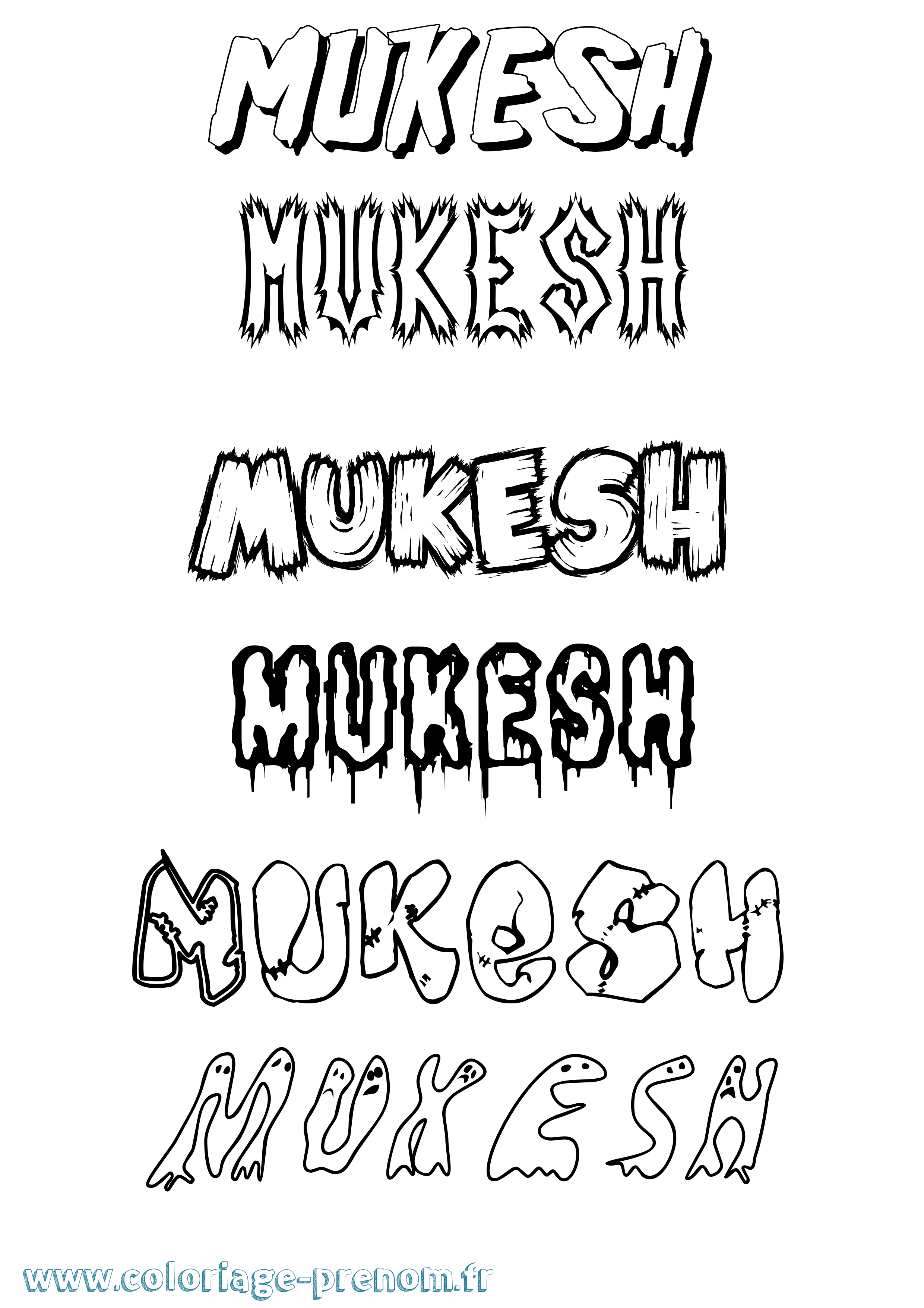 Coloriage Mukesh Frisson Coloriage prénom Mukesh Frisson