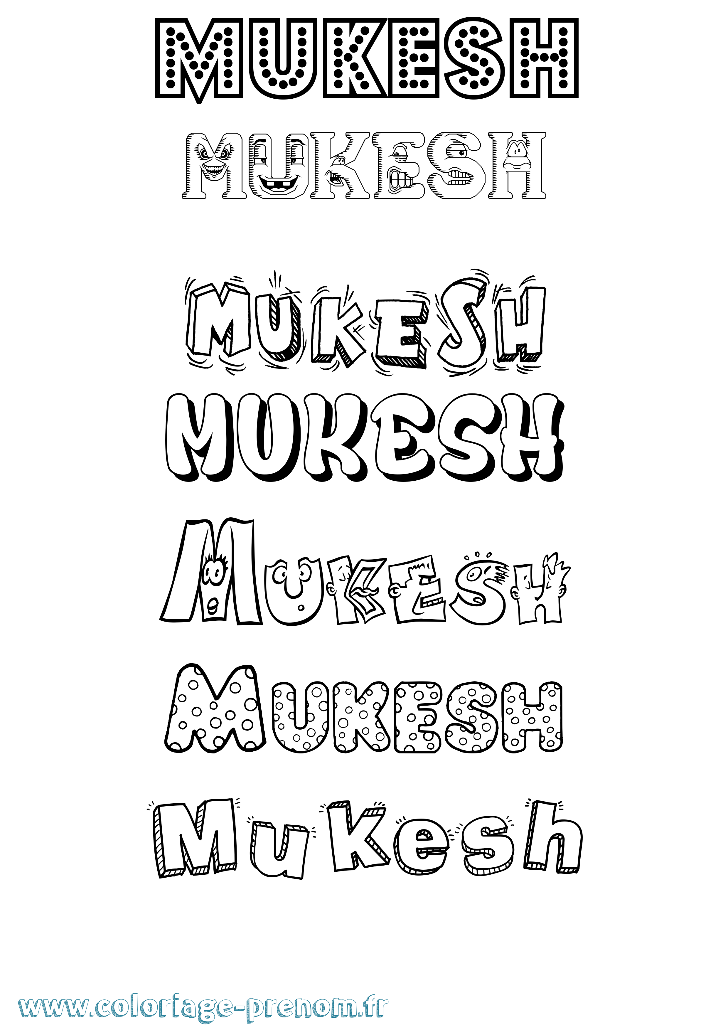 Coloriage Mukesh Fun Coloriage prénom Mukesh Fun