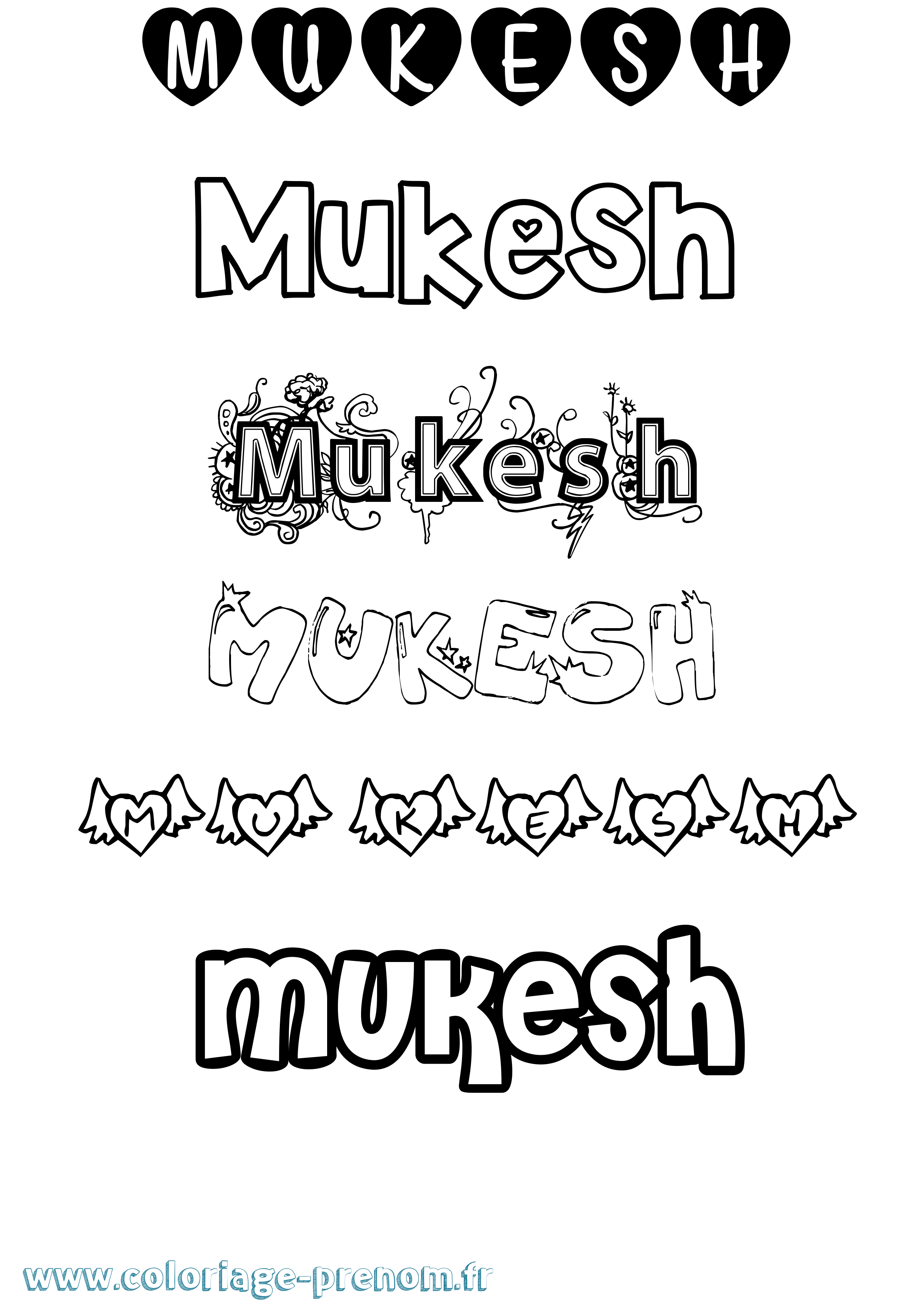 Coloriage Mukesh Girly Coloriage prénom Mukesh Girly