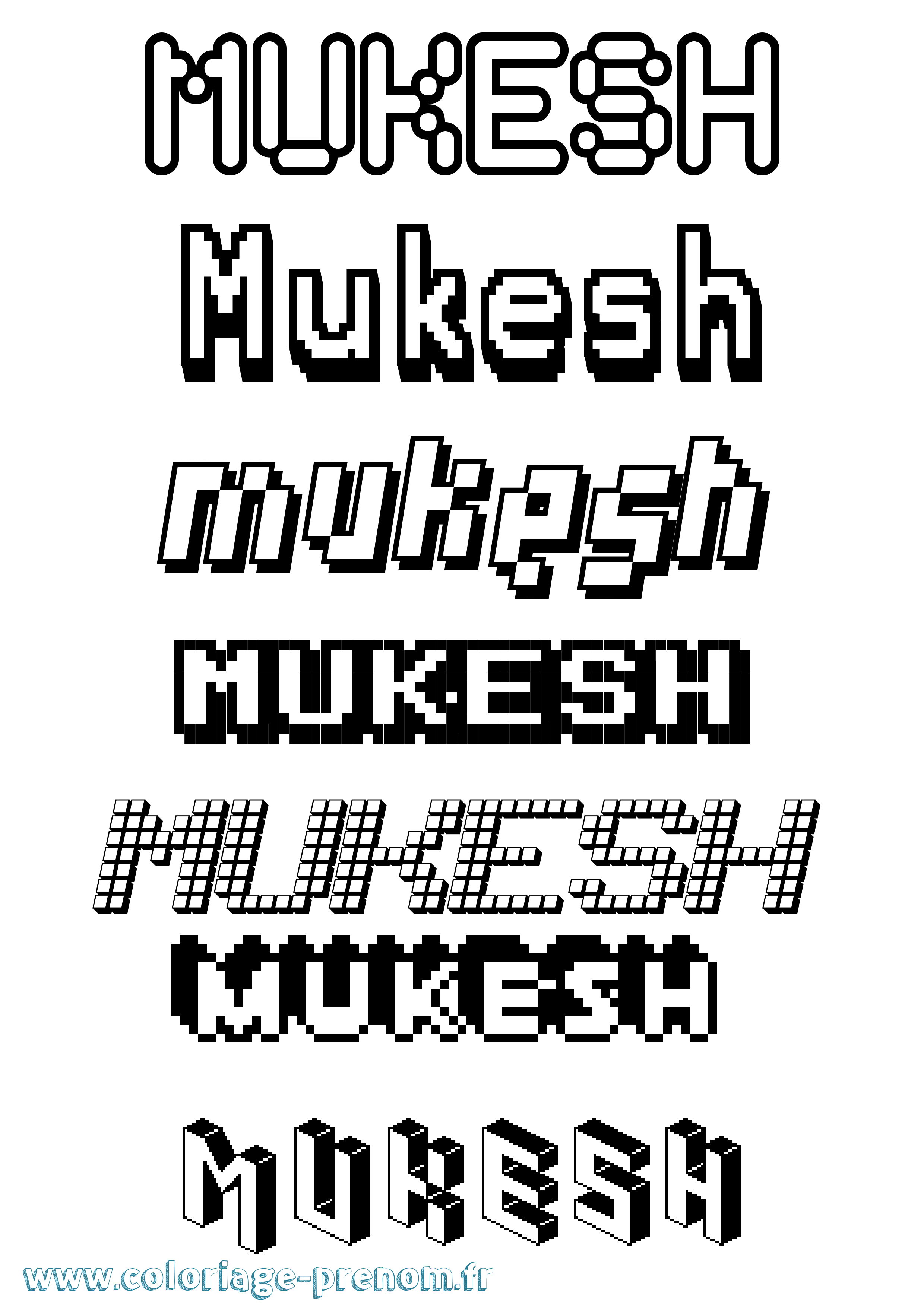 Coloriage Mukesh Pixel Coloriage prénom Mukesh Pixel