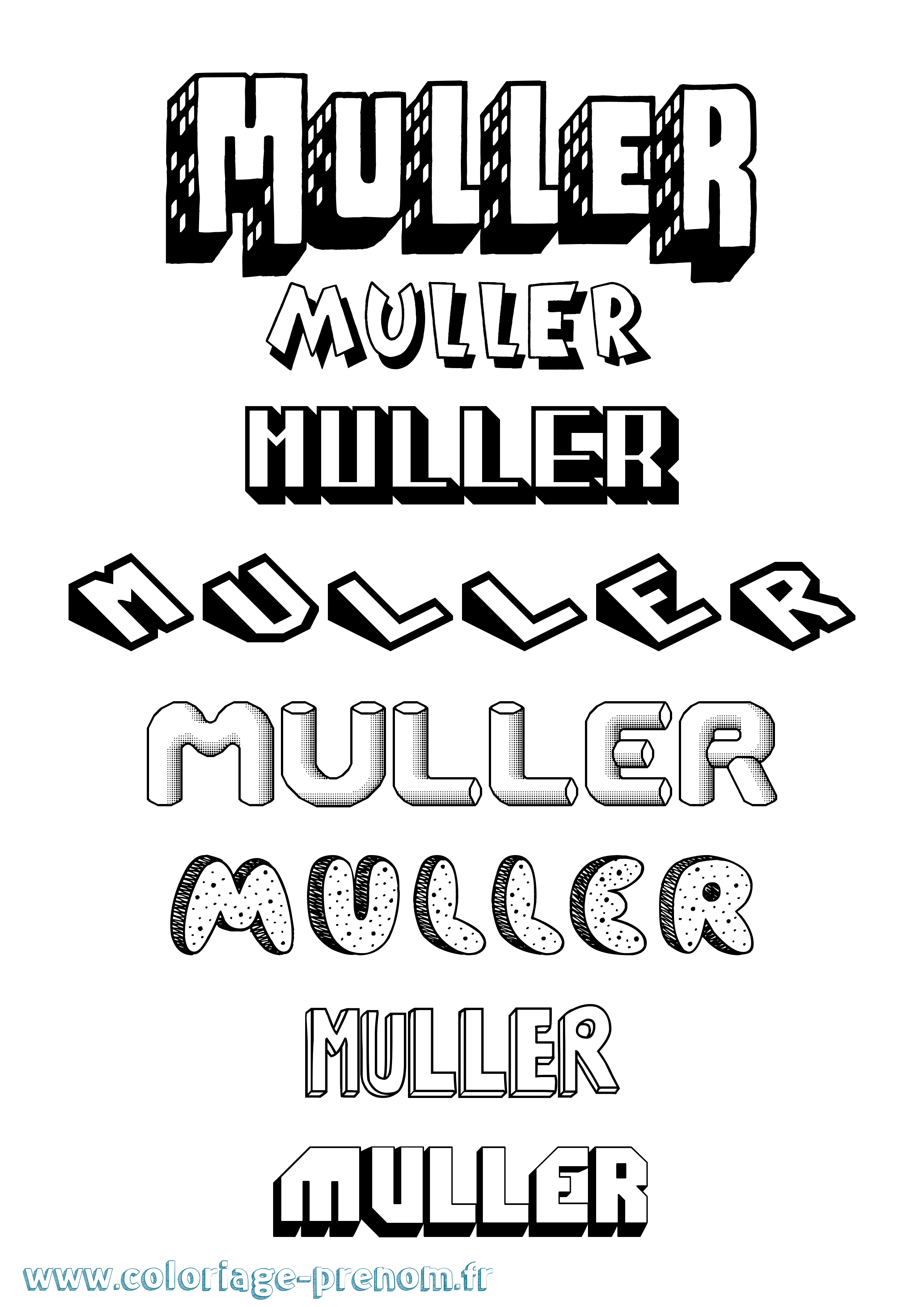 Coloriage Muller Effet 3D Coloriage prénom Muller Effet 3D