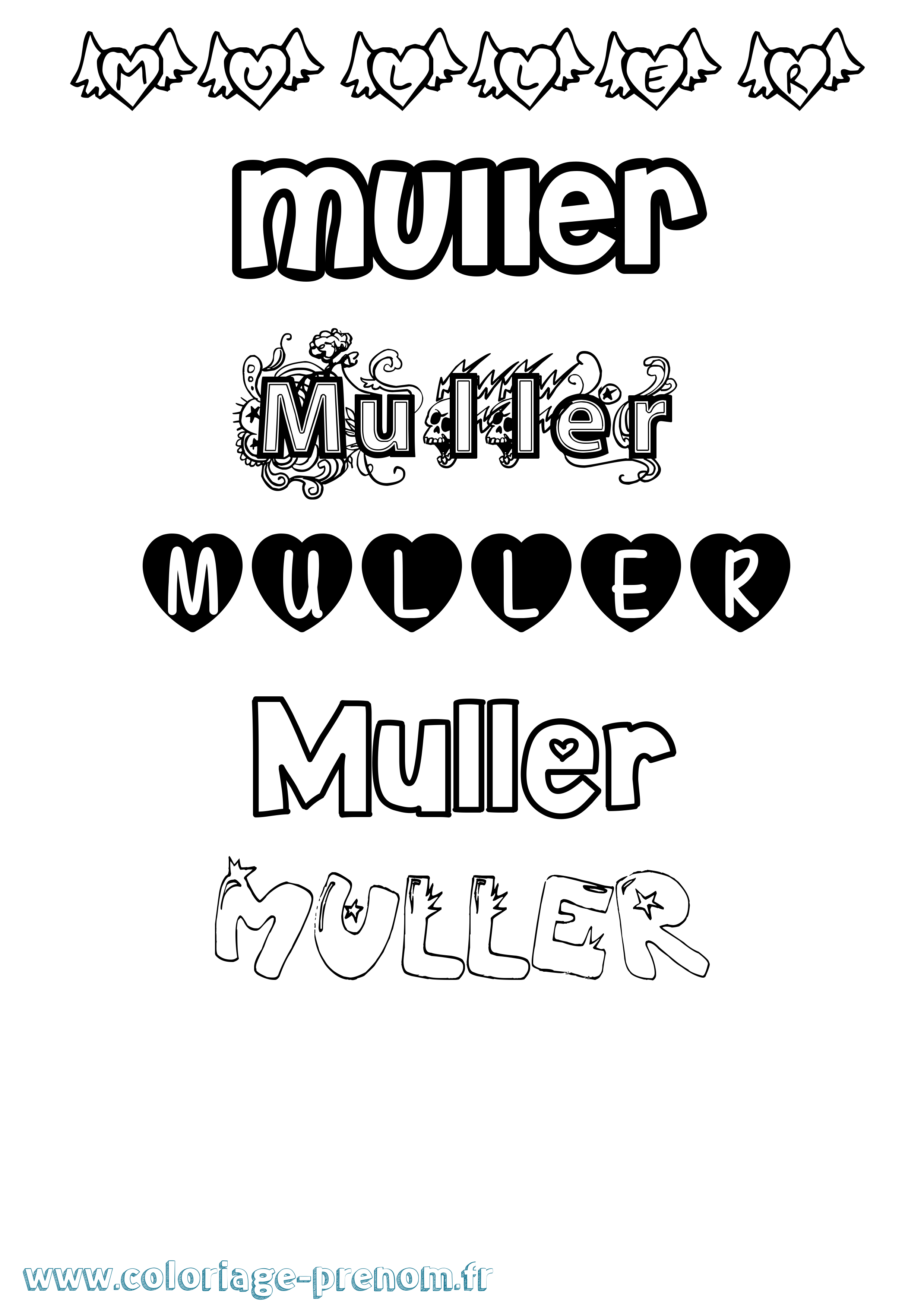 Coloriage Muller Girly Coloriage prénom Muller Girly