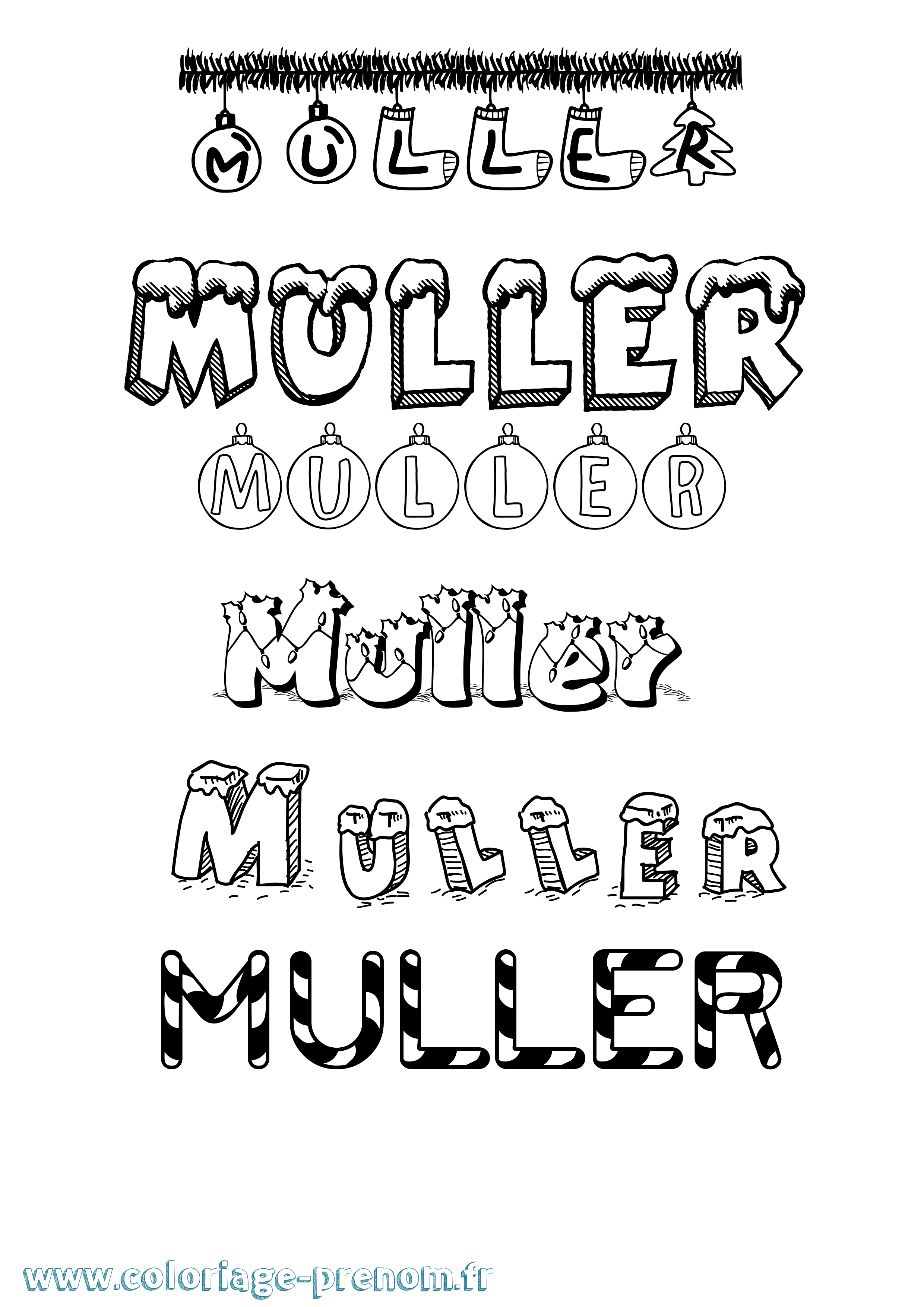 Coloriage Muller Noël Coloriage prénom Muller Noël