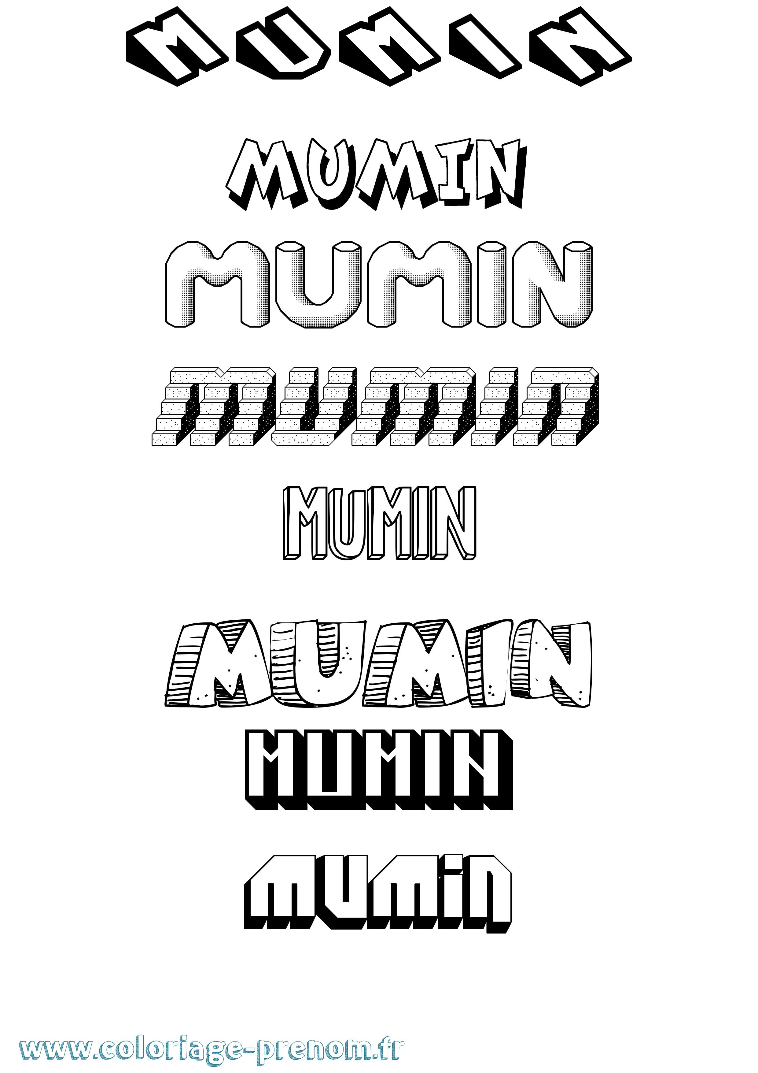 Coloriage Mumin Effet 3D Coloriage prénom Mumin Effet 3D