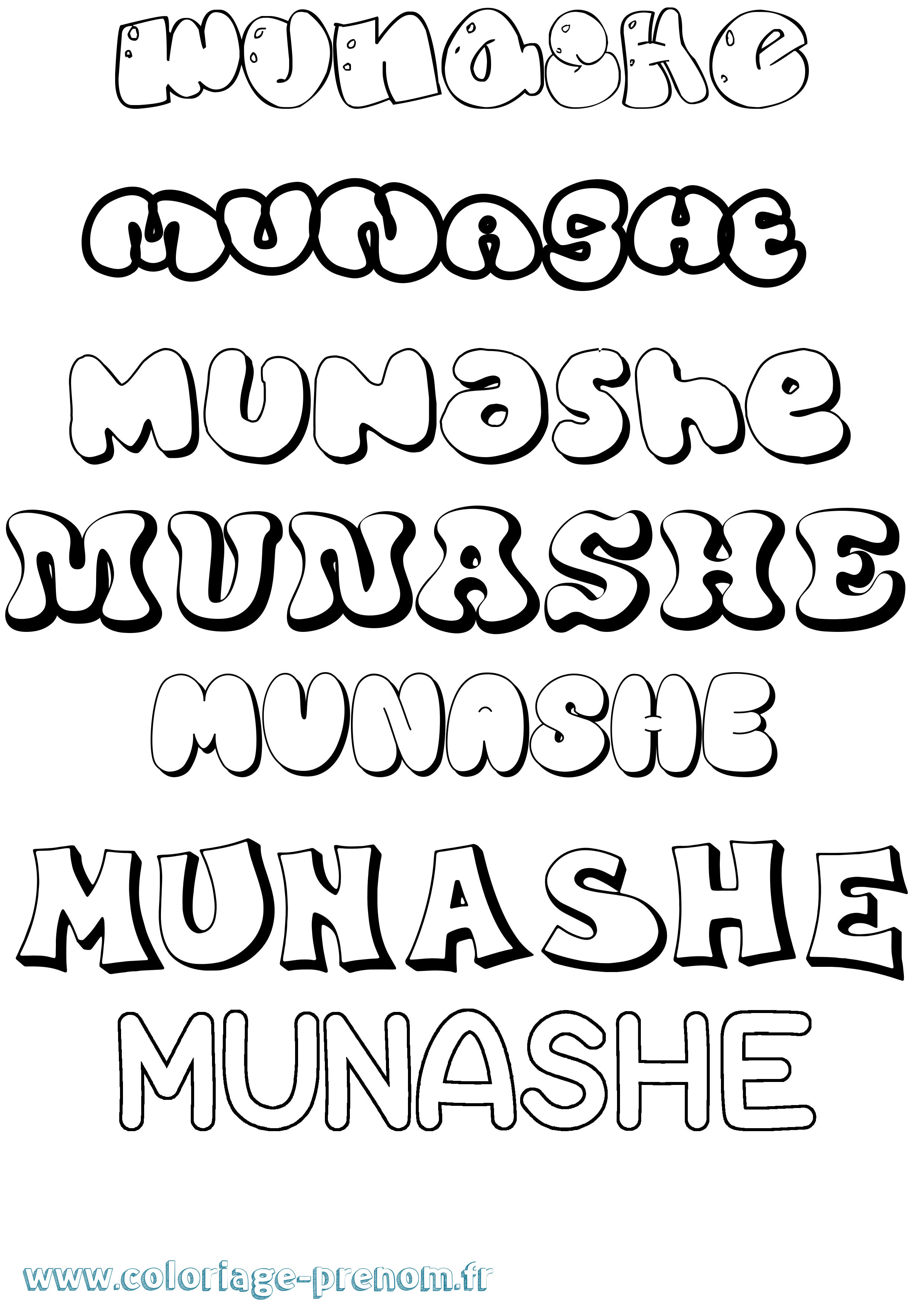 Coloriage Munashe Bubble Coloriage prénom Munashe Bubble