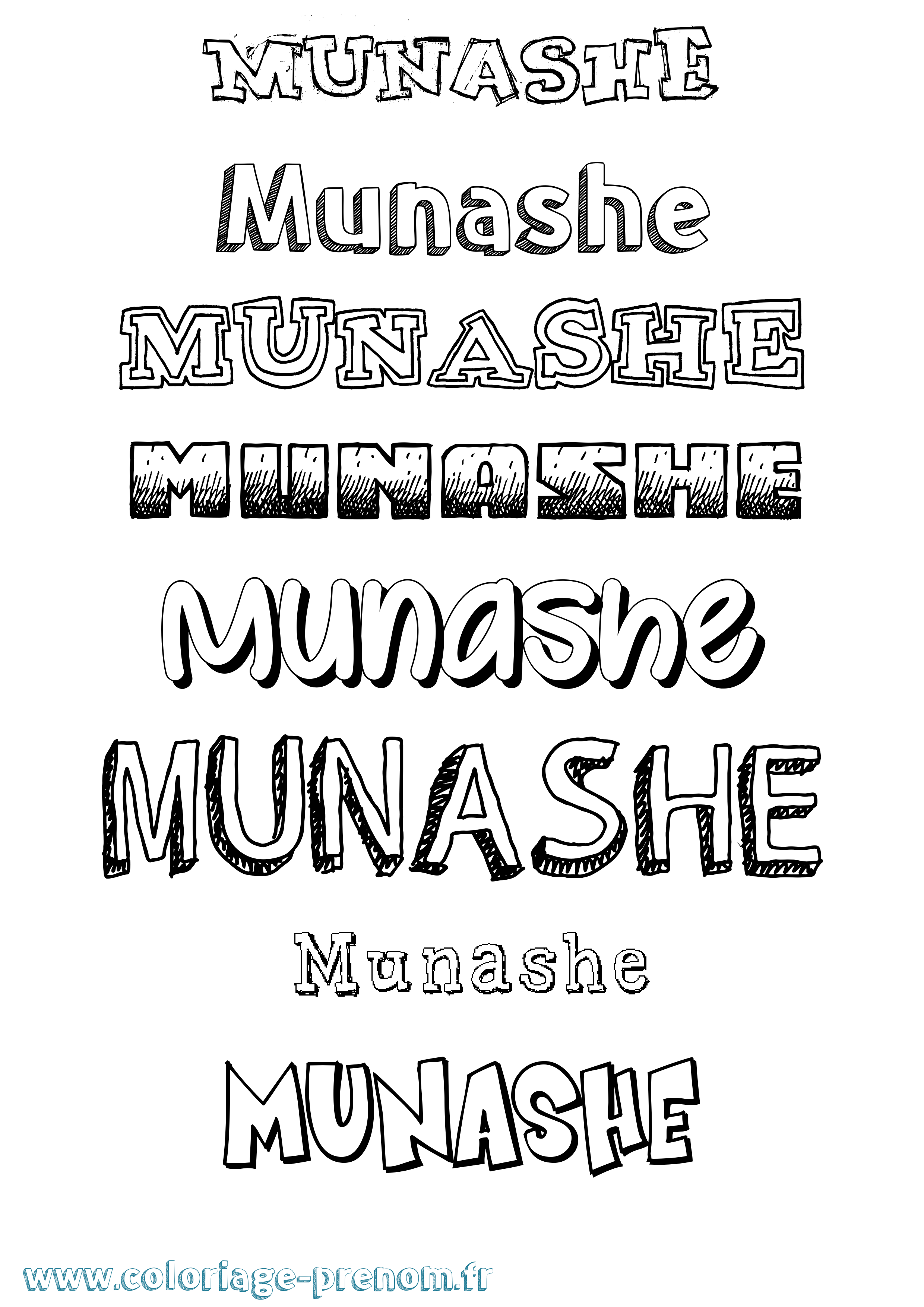 Coloriage Munashe Dessiné Coloriage prénom Munashe Dessiné