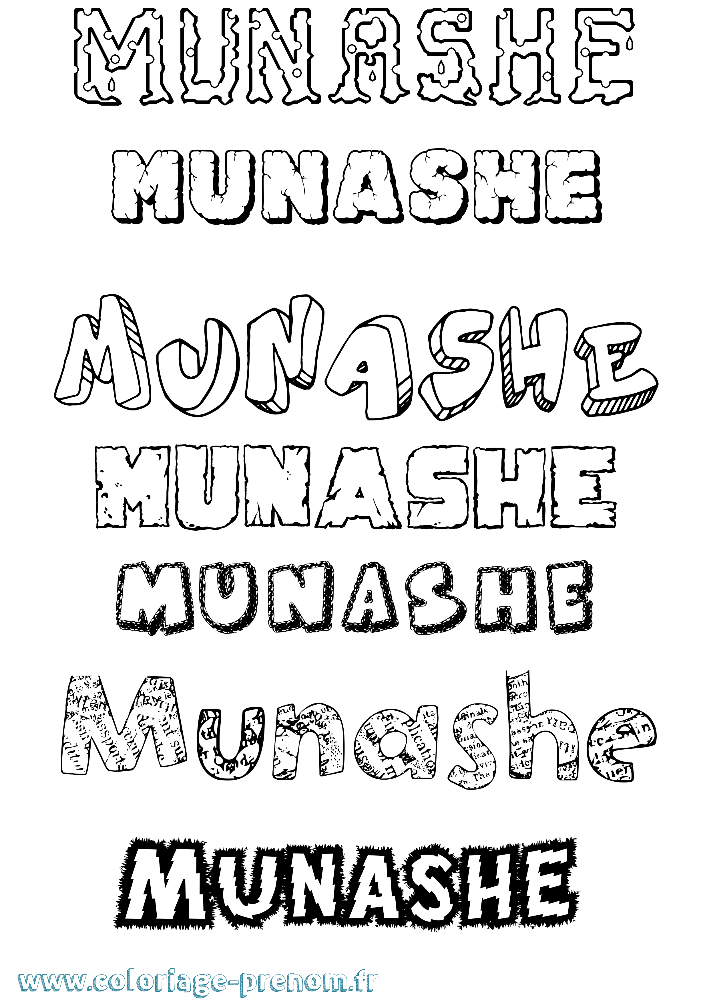 Coloriage Munashe Destructuré Coloriage prénom Munashe Destructuré
