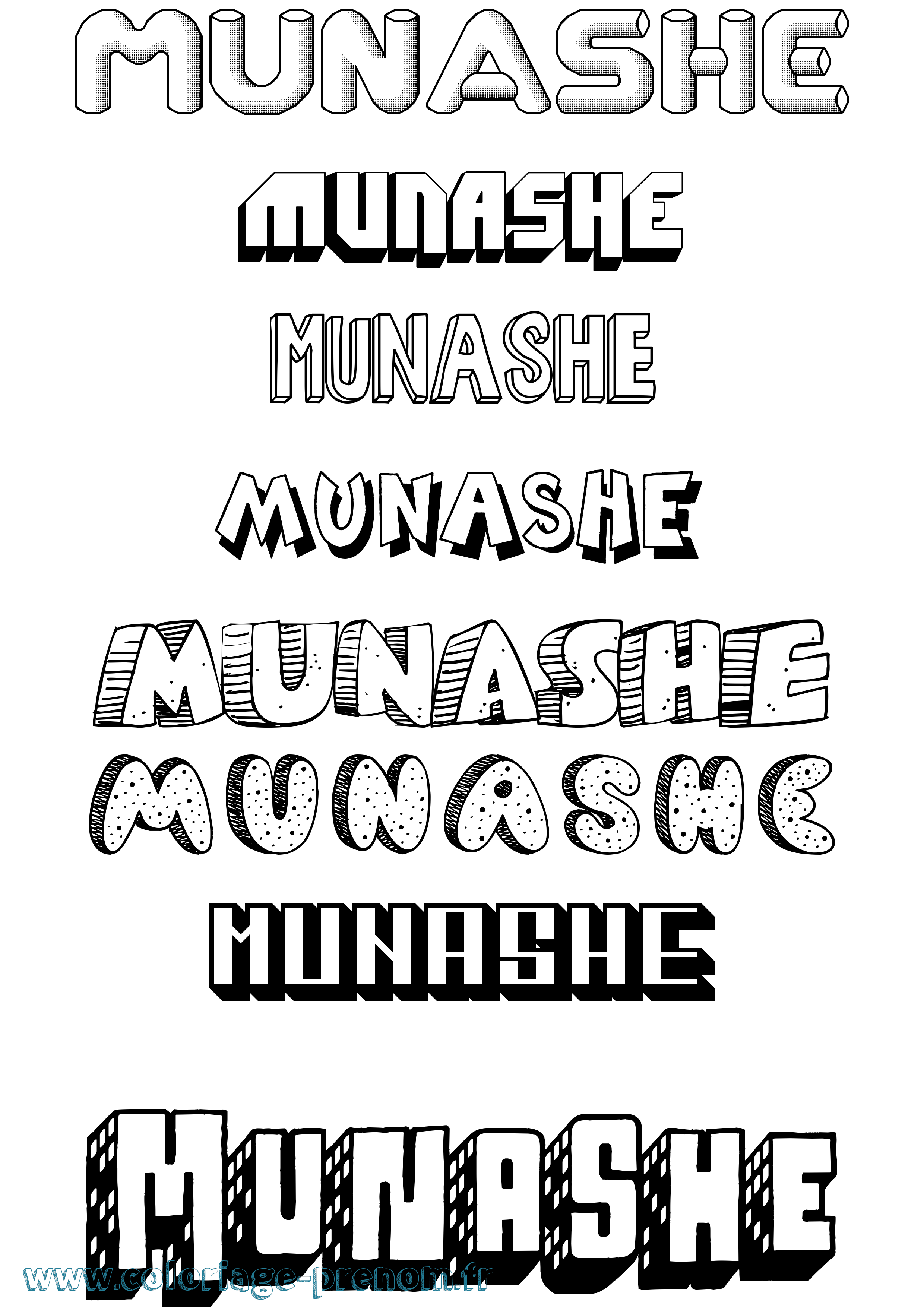 Coloriage Munashe Effet 3D Coloriage prénom Munashe Effet 3D