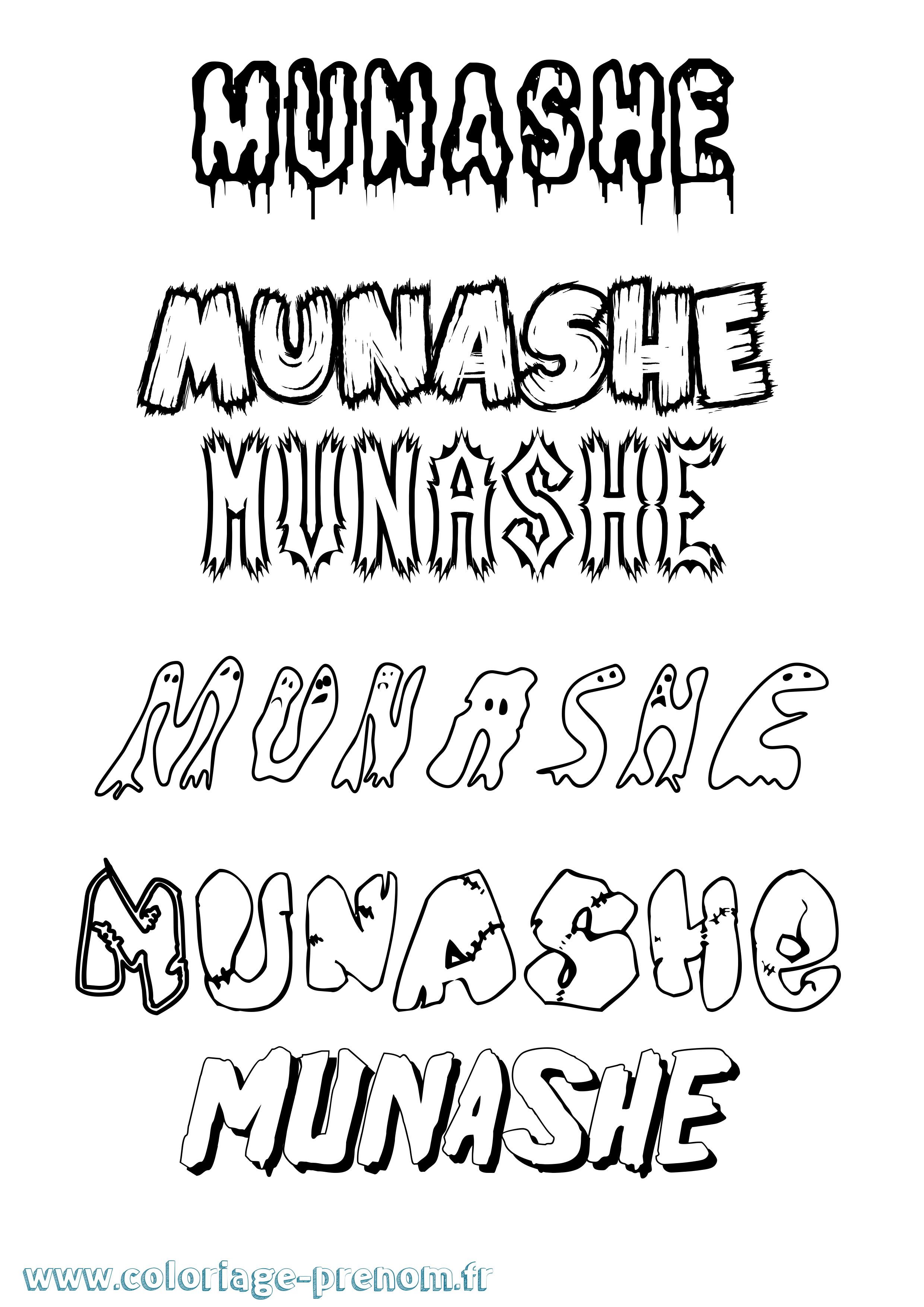 Coloriage Munashe Frisson Coloriage prénom Munashe Frisson