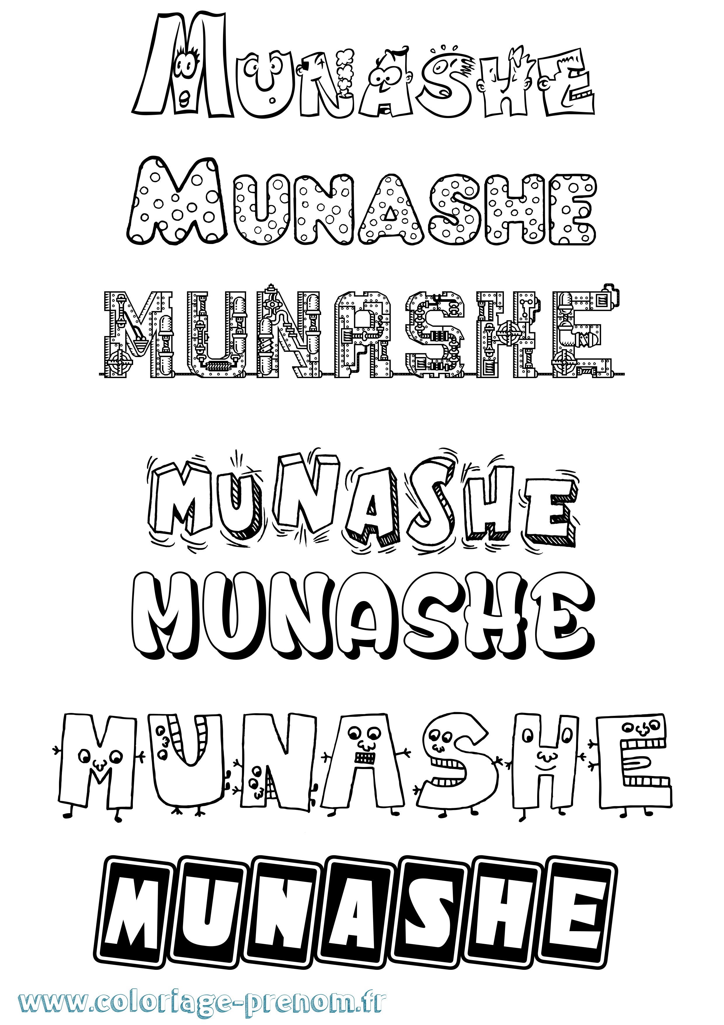 Coloriage Munashe Fun Coloriage prénom Munashe Fun