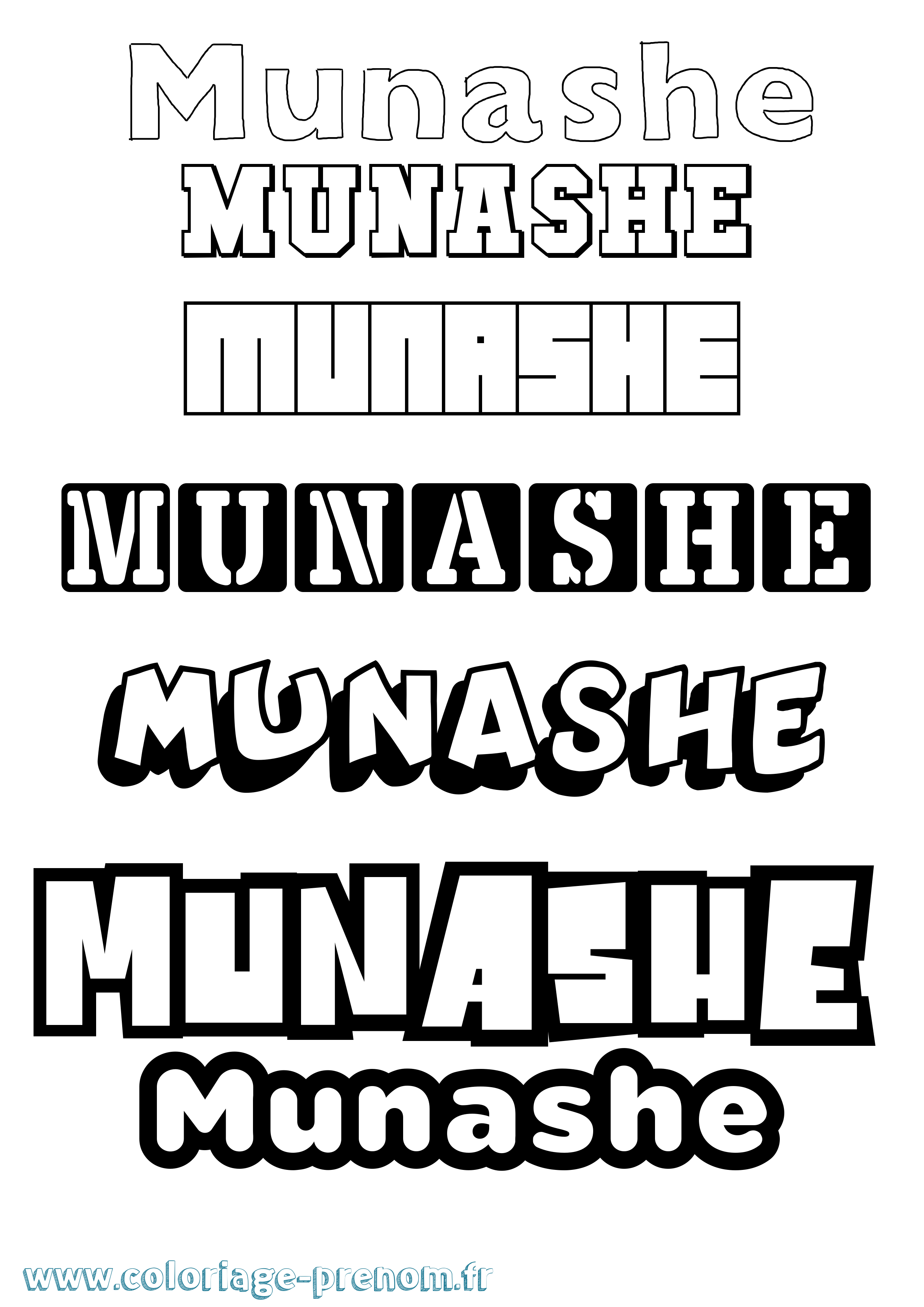 Coloriage Munashe Simple Coloriage prénom Munashe Simple