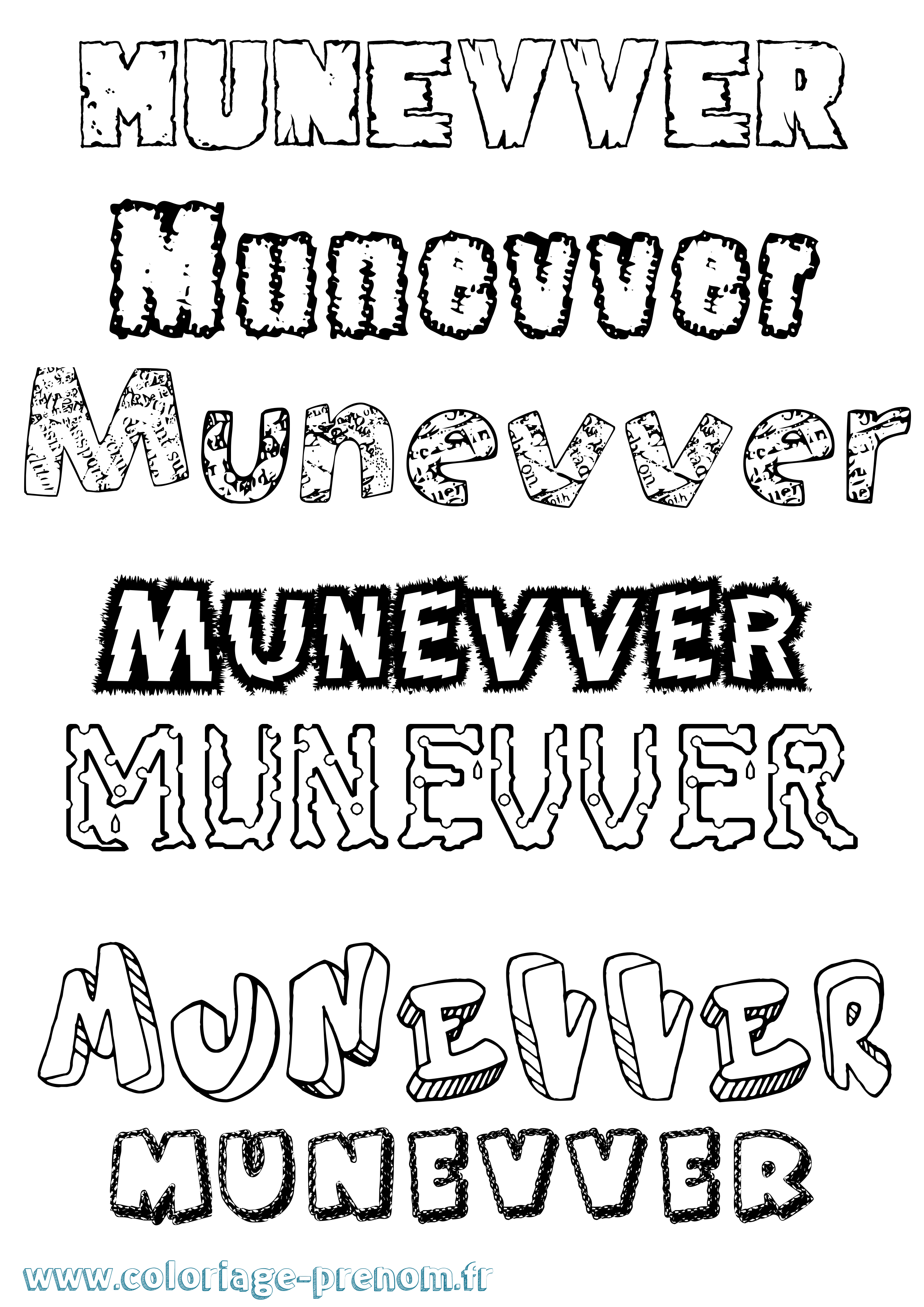 Coloriage Munevver Destructuré Coloriage prénom Munevver Destructuré