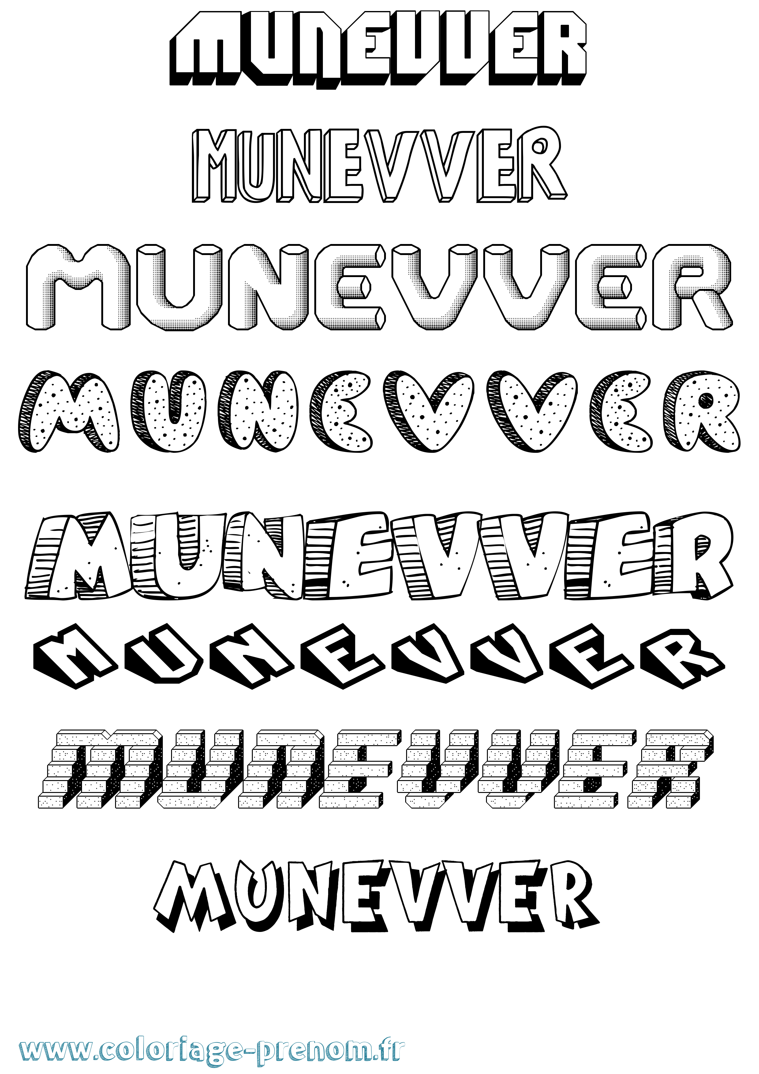 Coloriage Munevver Effet 3D Coloriage prénom Munevver Effet 3D
