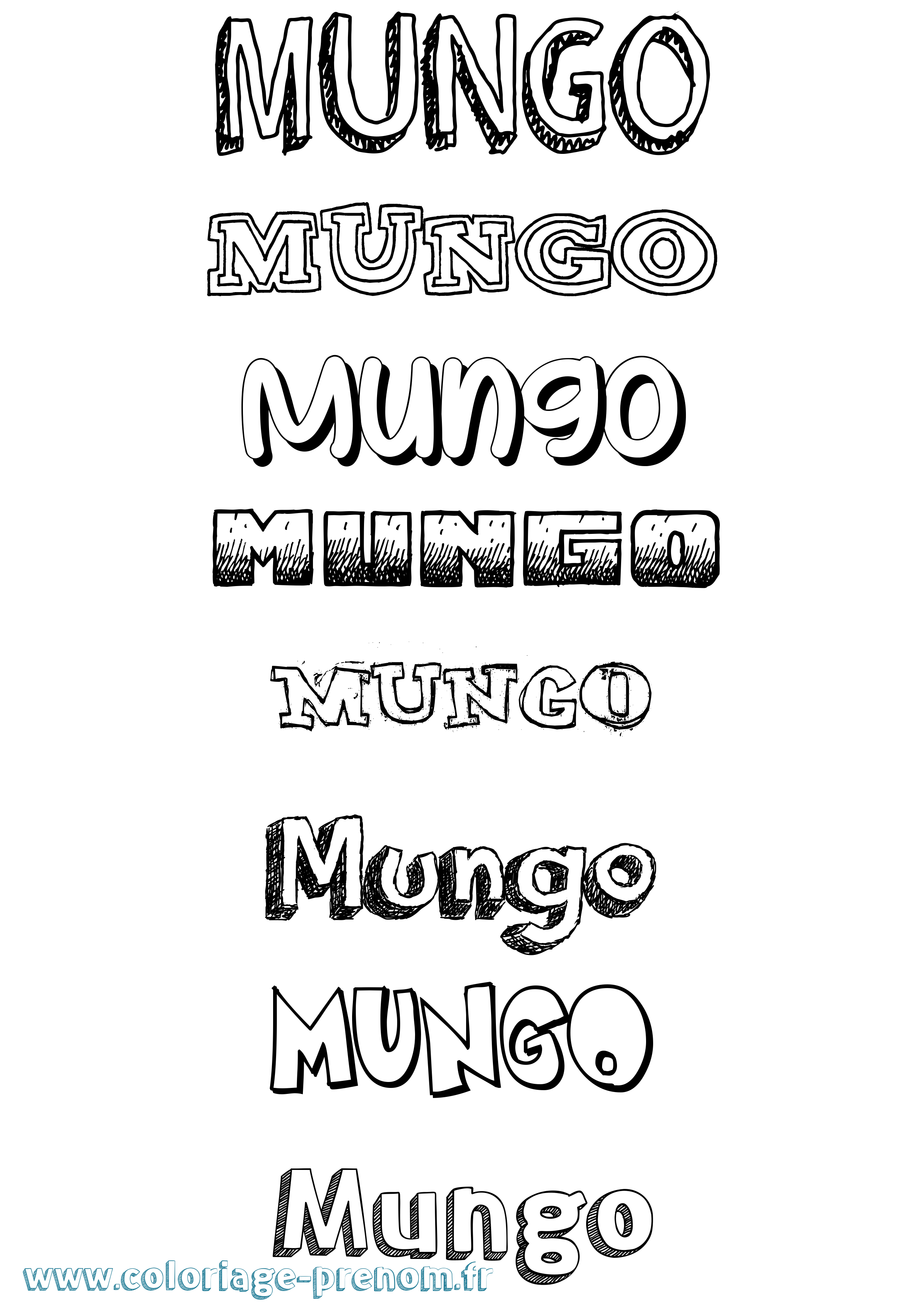 Coloriage Mungo Dessiné Coloriage prénom Mungo Dessiné