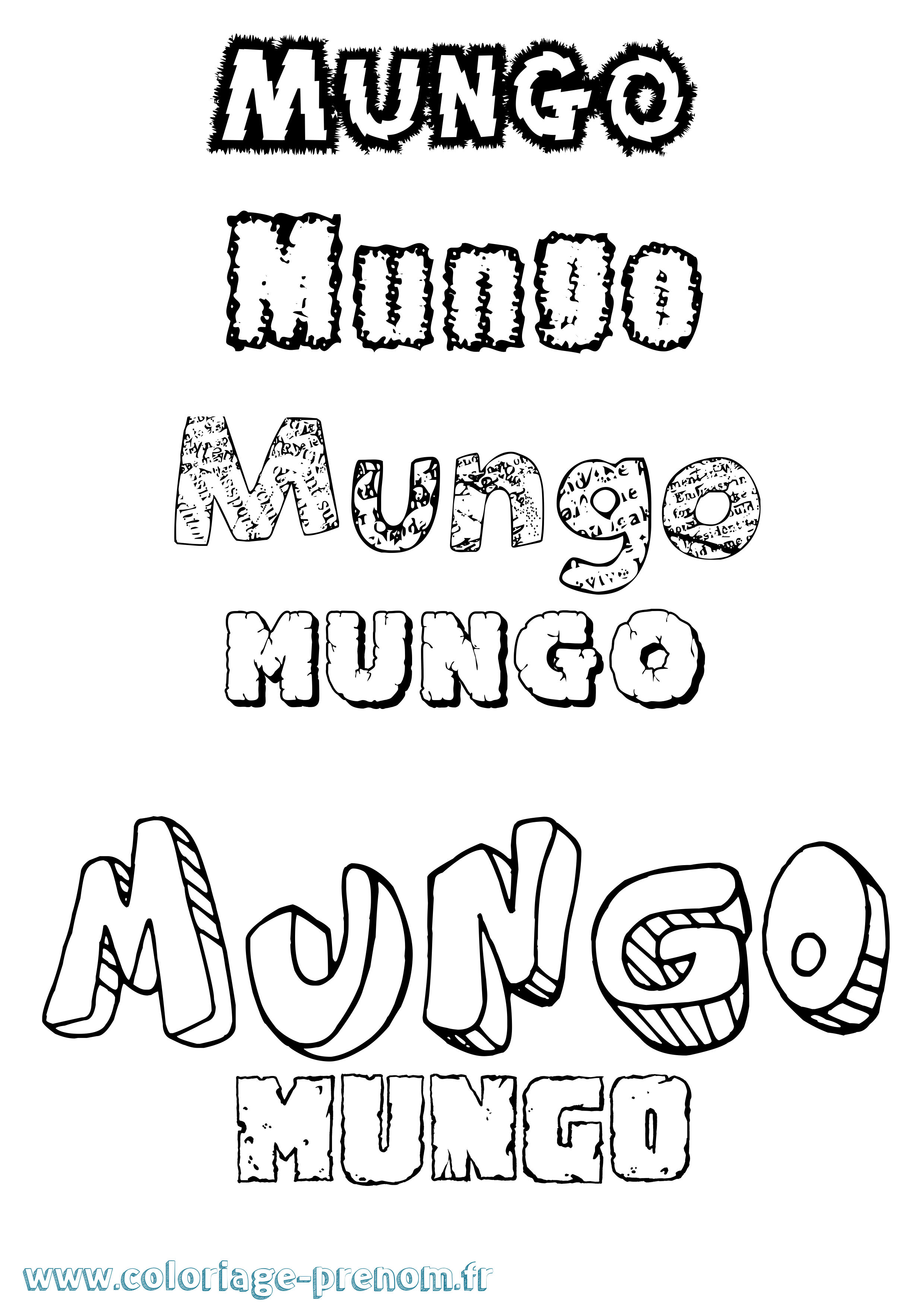 Coloriage Mungo Destructuré Coloriage prénom Mungo Destructuré