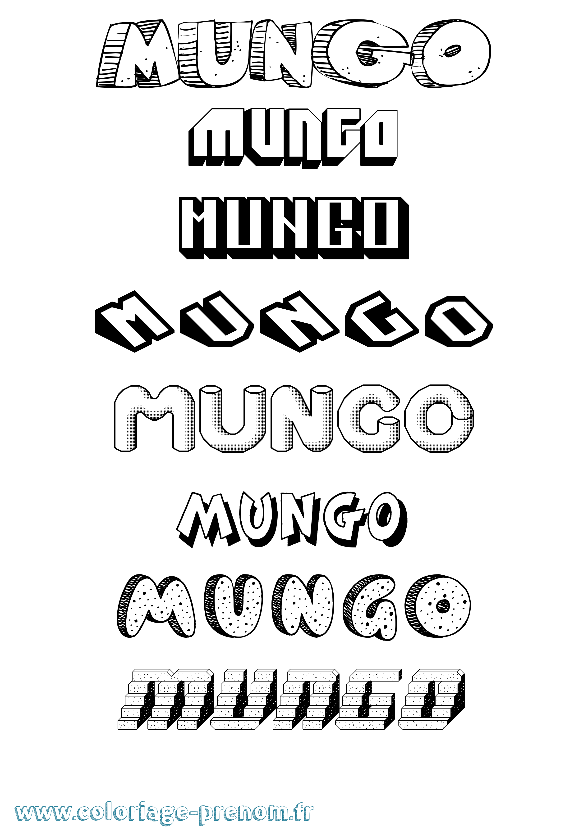 Coloriage Mungo Effet 3D Coloriage prénom Mungo Effet 3D