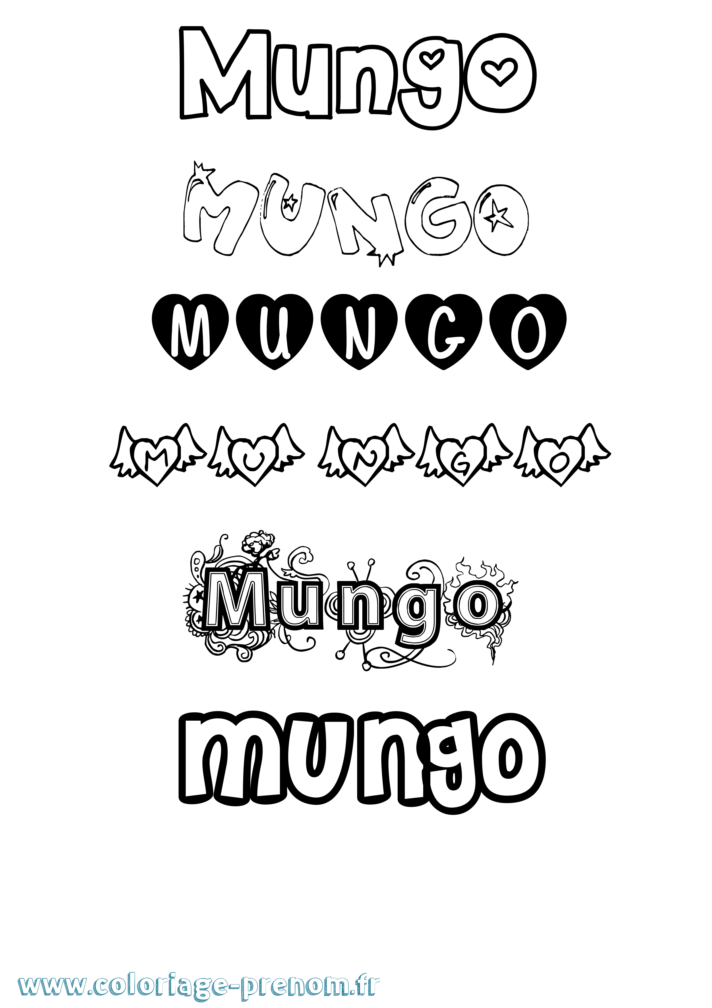 Coloriage Mungo Girly Coloriage prénom Mungo Girly
