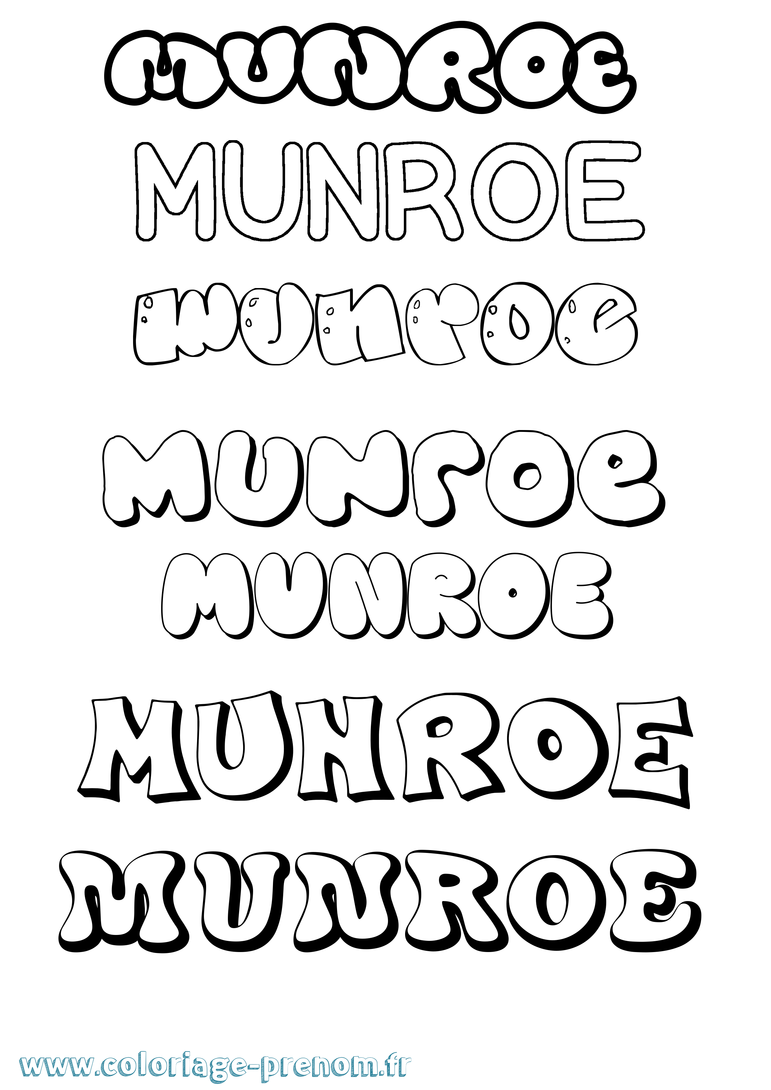 Coloriage Munroe Bubble Coloriage prénom Munroe Bubble
