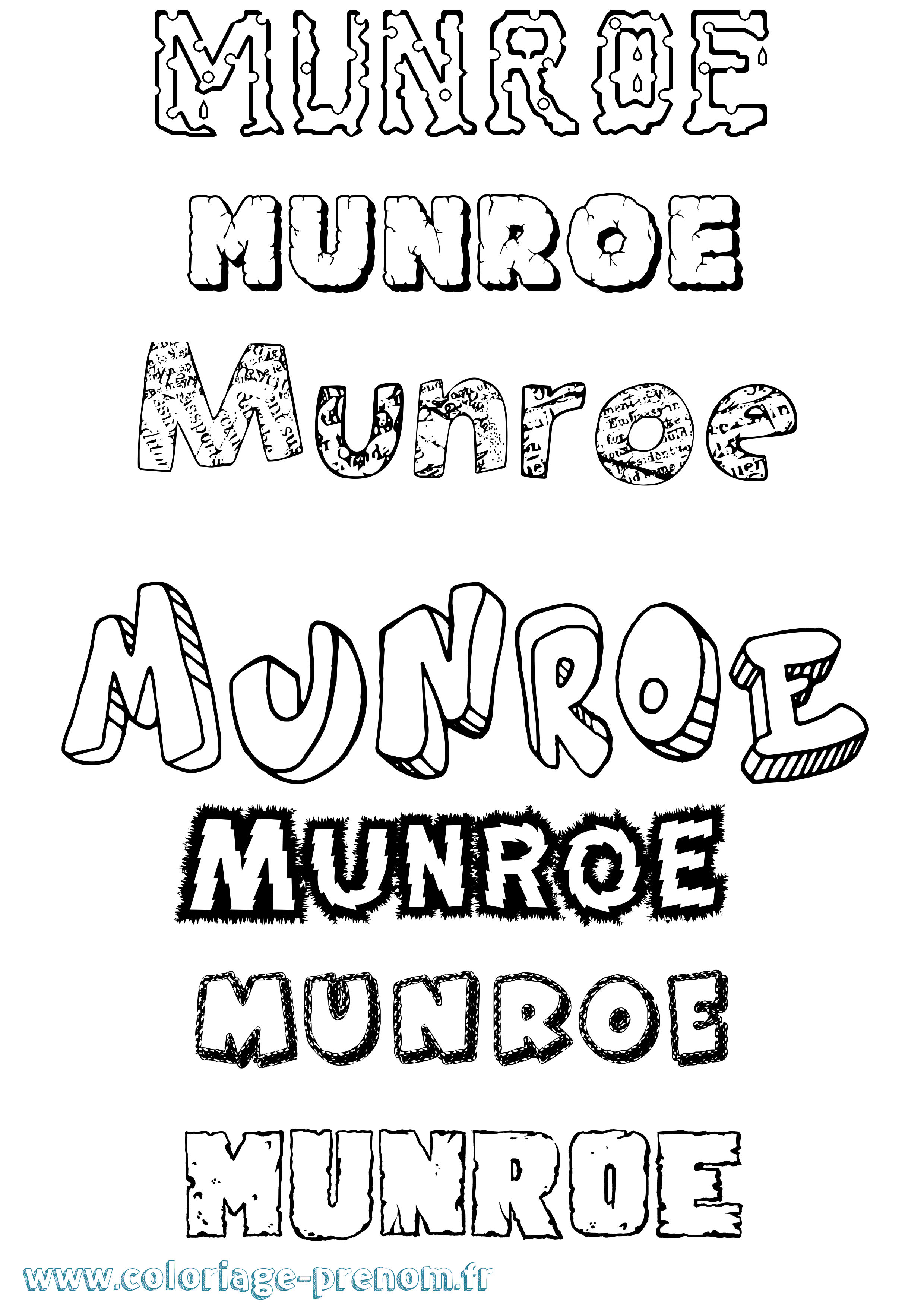 Coloriage Munroe Destructuré Coloriage prénom Munroe Destructuré