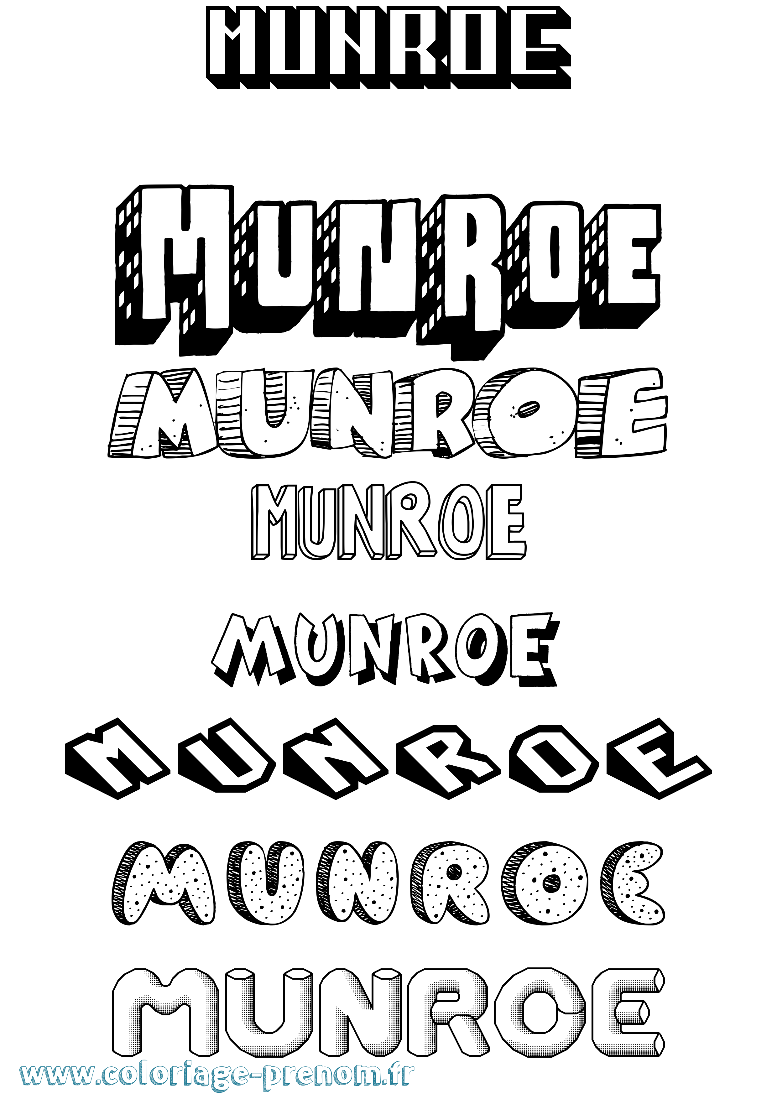 Coloriage Munroe Effet 3D Coloriage prénom Munroe Effet 3D