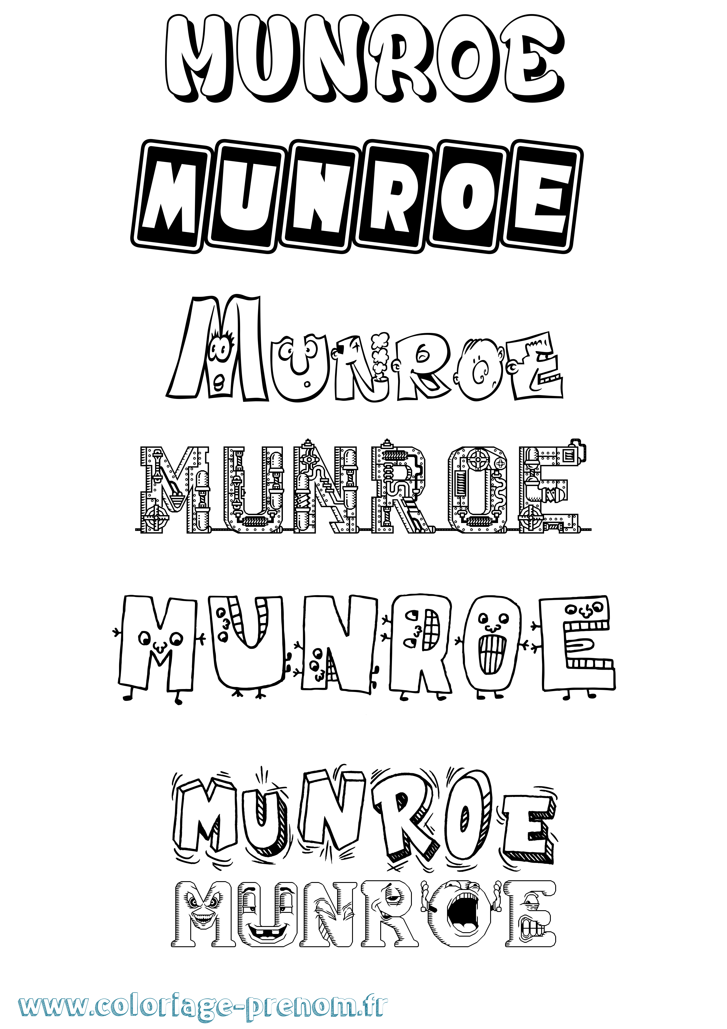 Coloriage Munroe Fun Coloriage prénom Munroe Fun