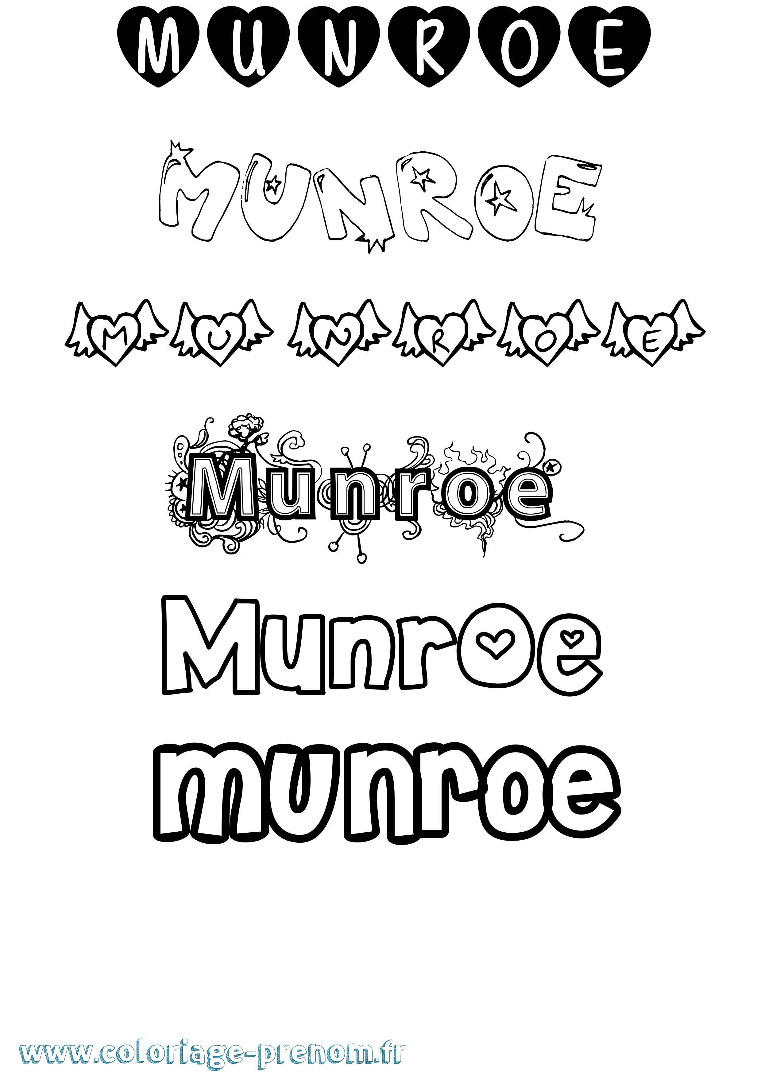 Coloriage Munroe Girly Coloriage prénom Munroe Girly