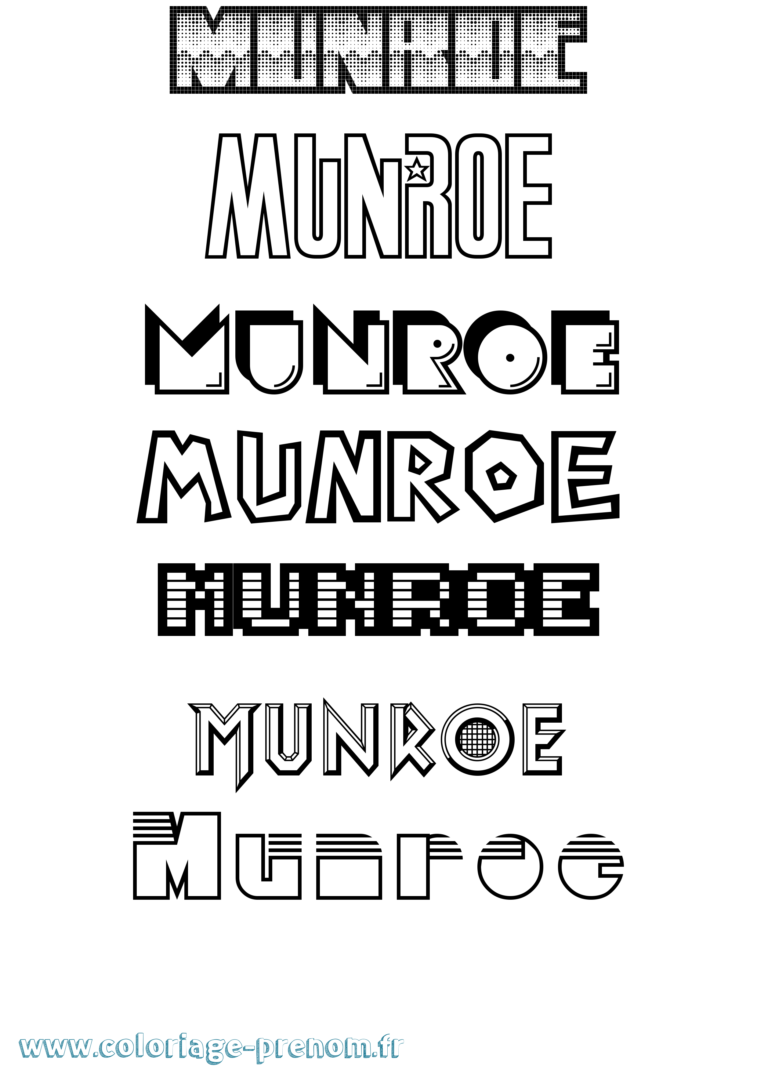 Coloriage Munroe Jeux Vidéos Coloriage prénom Munroe Jeux Vidéos