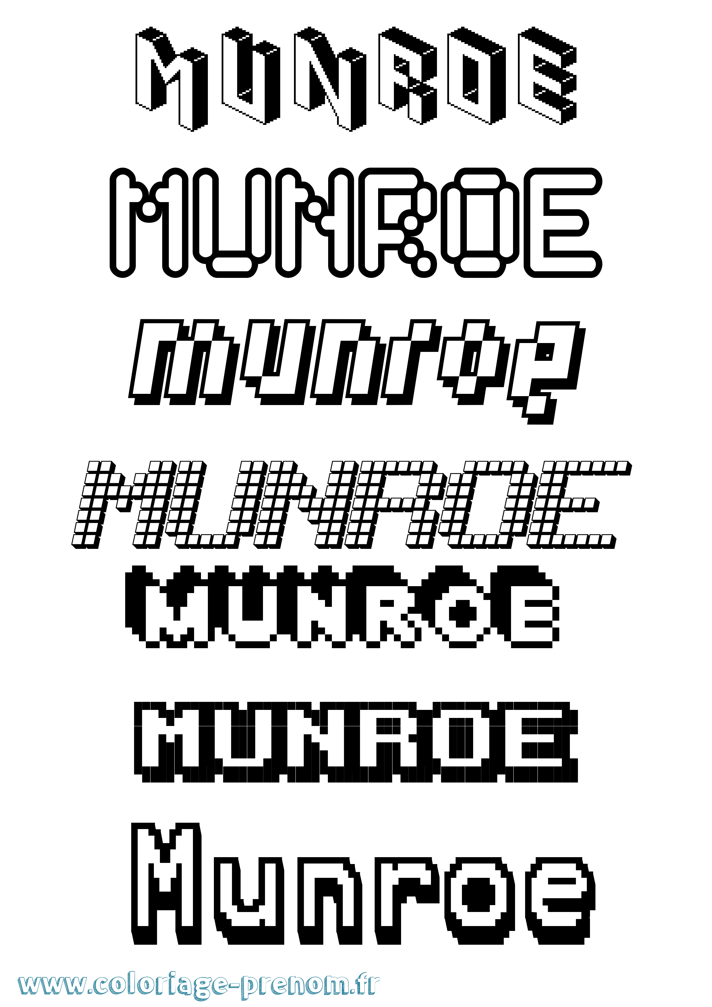 Coloriage Munroe Pixel Coloriage prénom Munroe Pixel