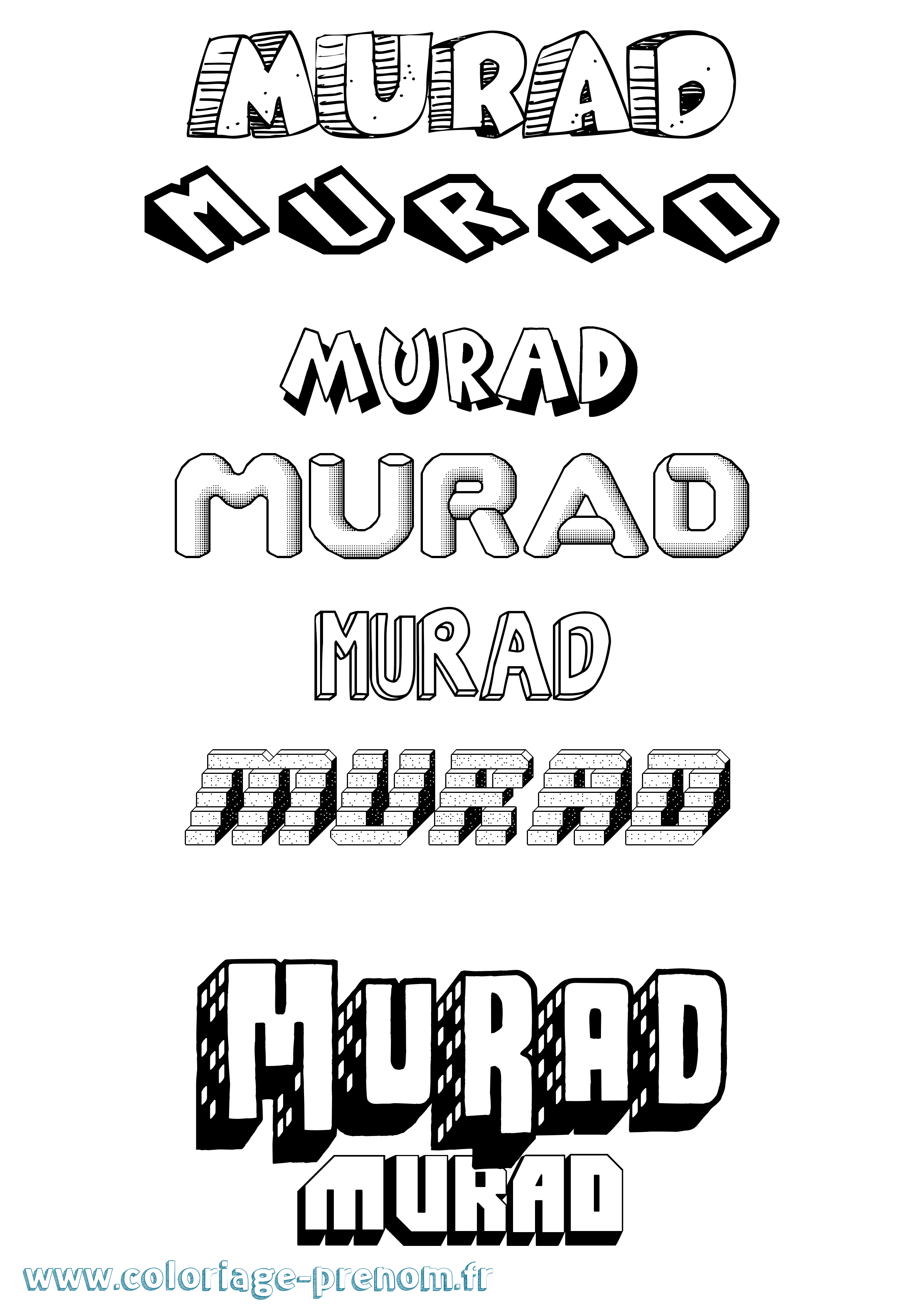 Coloriage Murad Effet 3D Coloriage prénom Murad Effet 3D